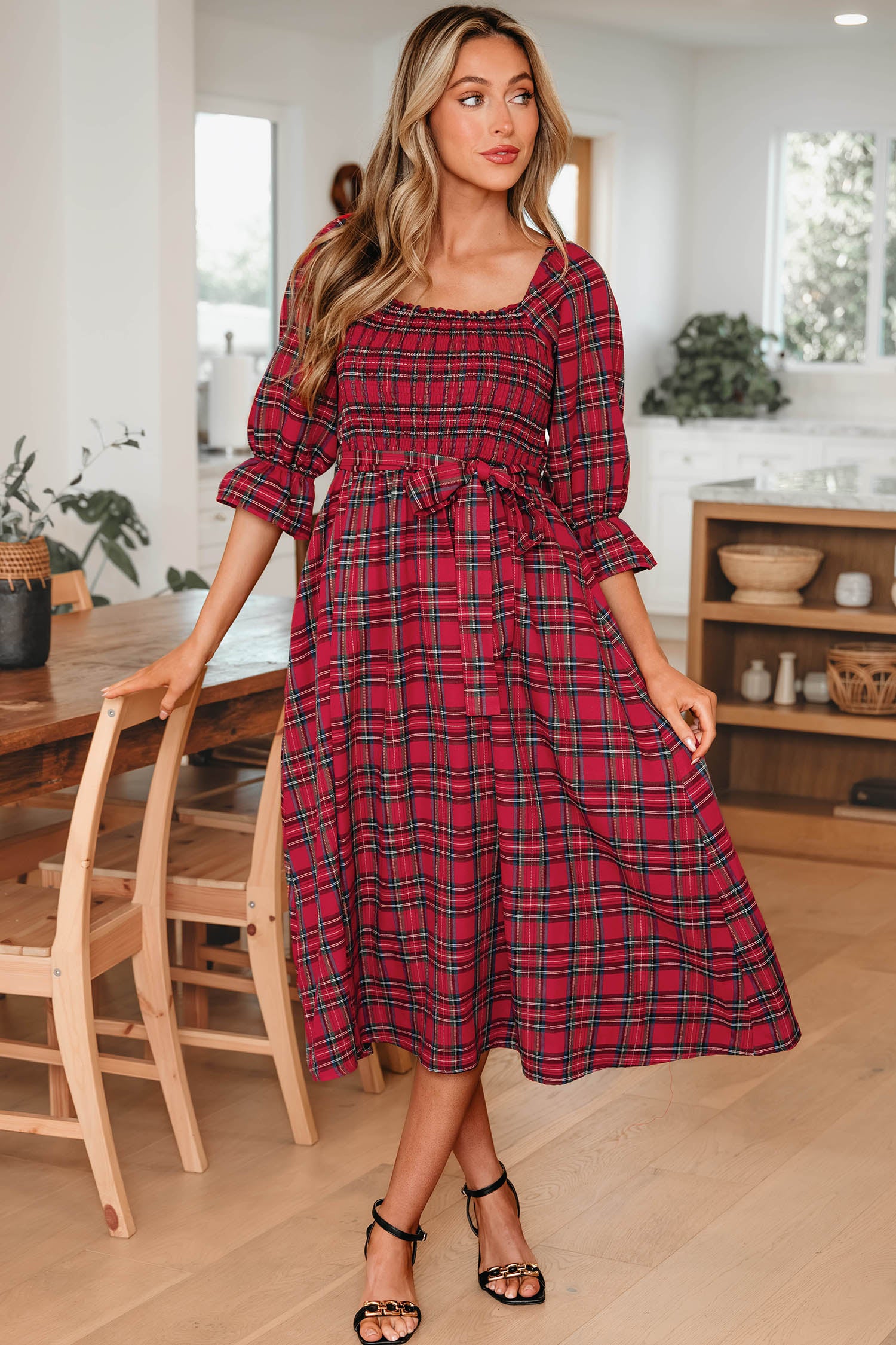tartan flared dress Red & Green Plaid Flare Dress