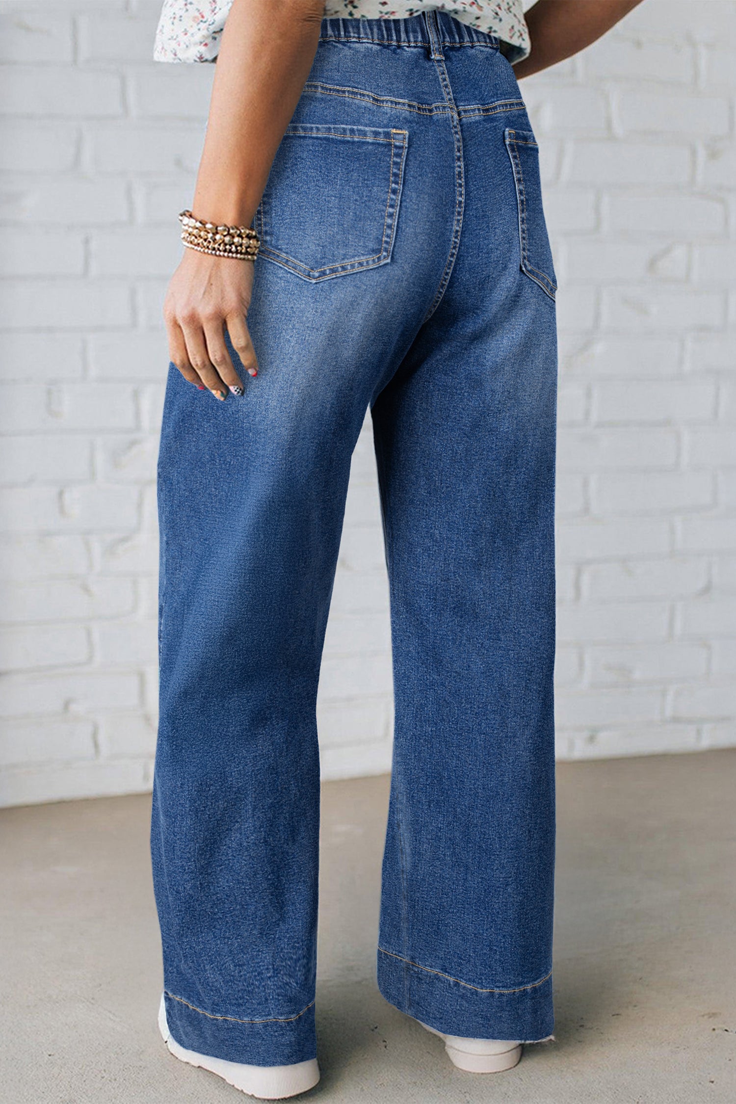 Blue Acid Wash Contrast Lace-up Plus Size Jeans