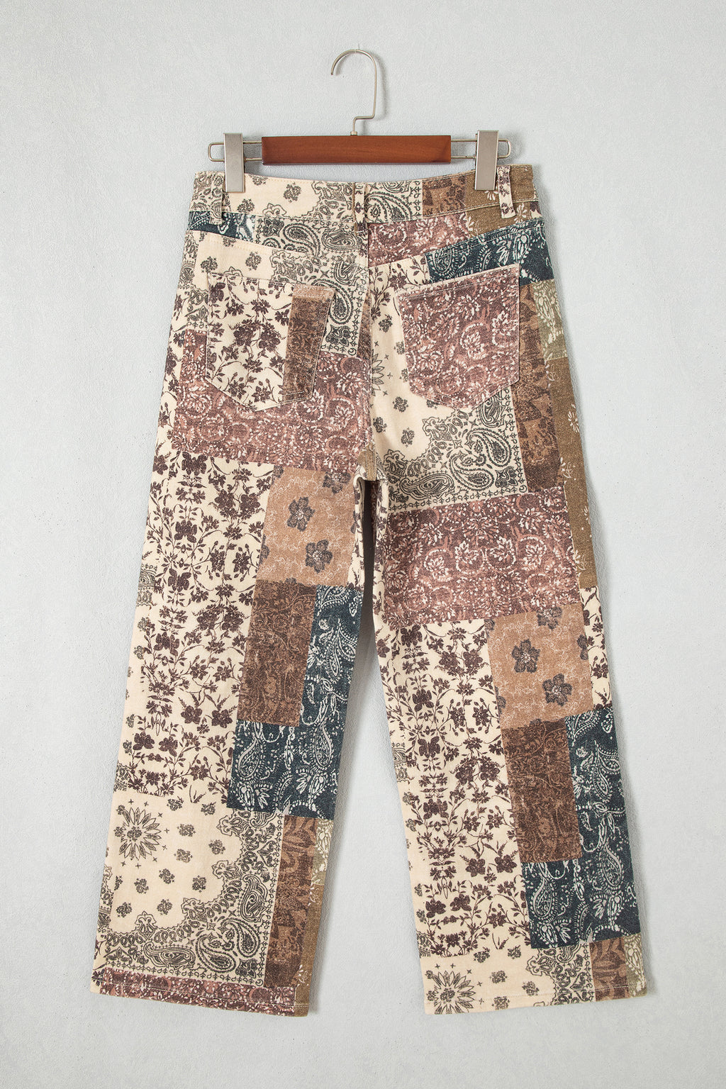 Brown Western Print Casual Shift Jeans