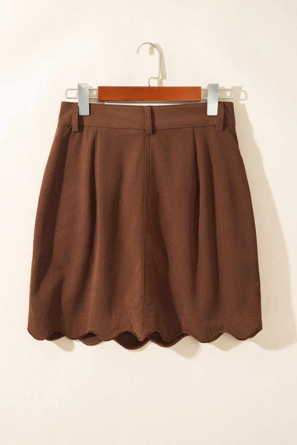 Coffee Brown Button-Front Corduroy Mini Skirt