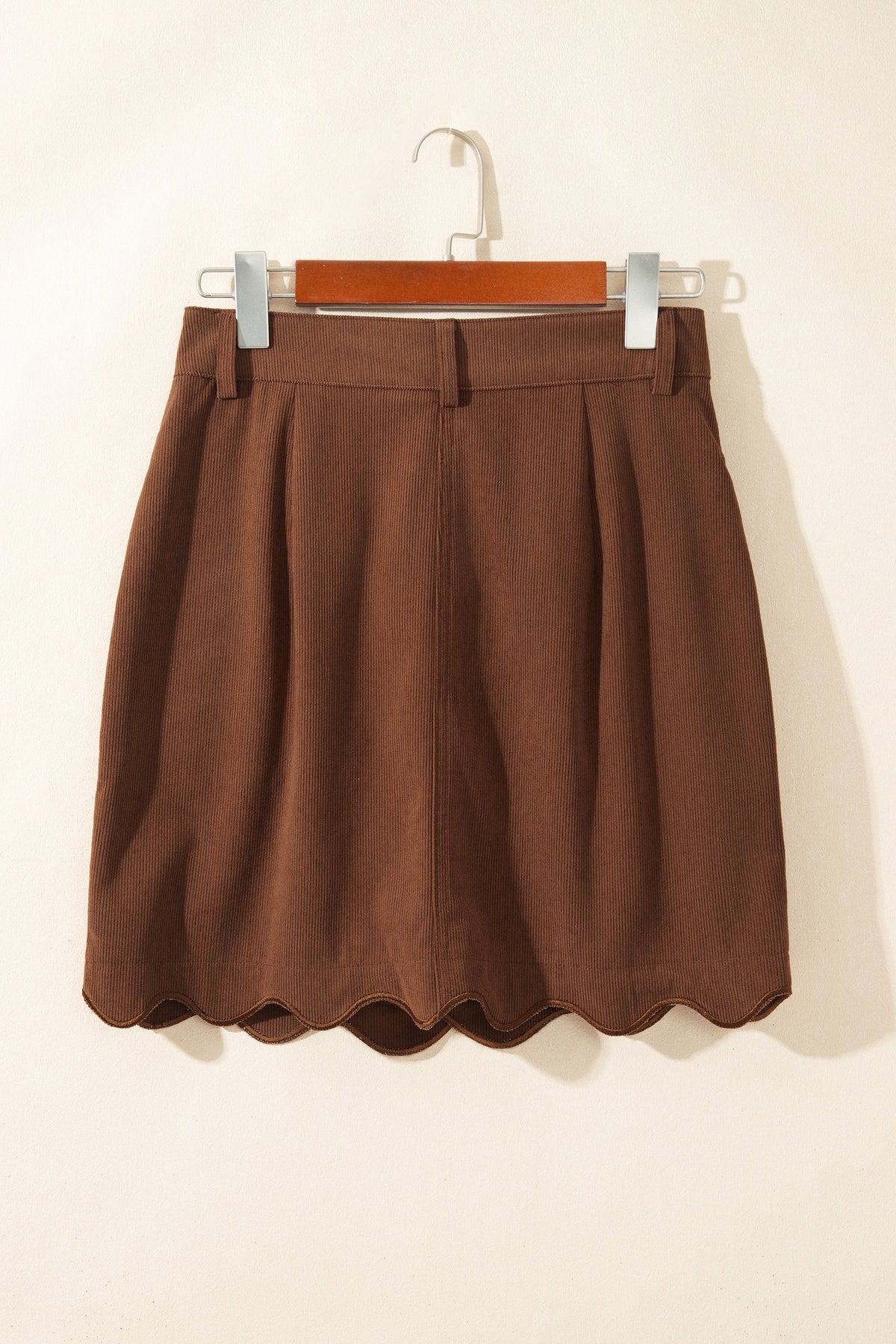 Coffee Brown Button-Front Corduroy Mini Skirt