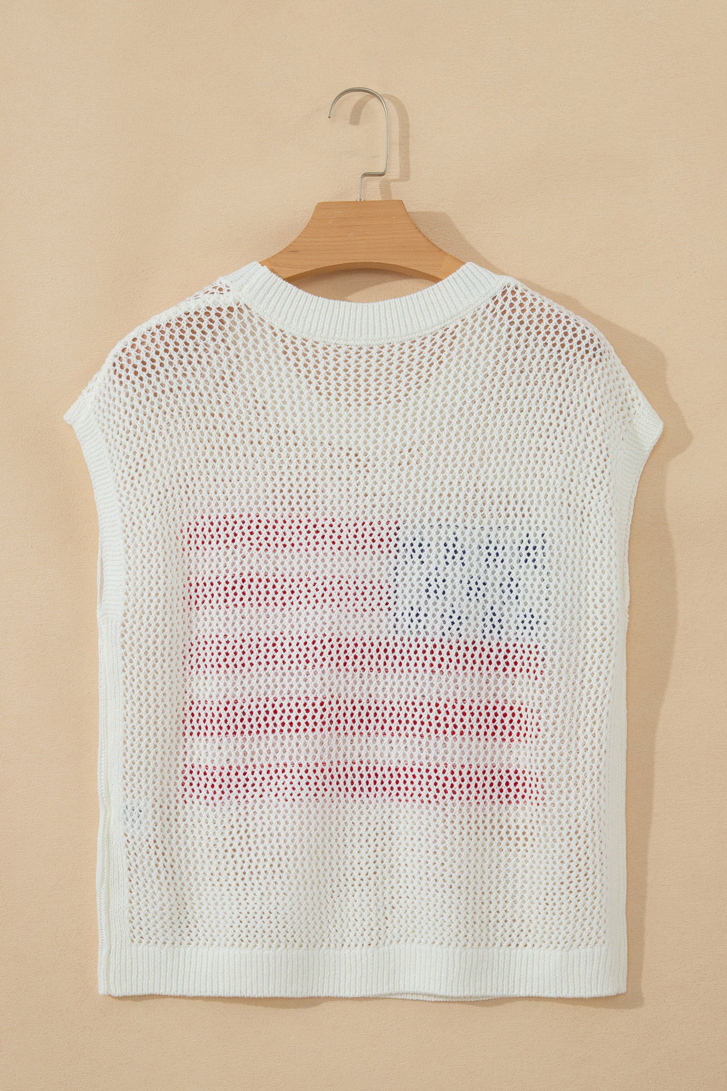 Sky Blue Flag Graphic Short Sleeve Sweater Top