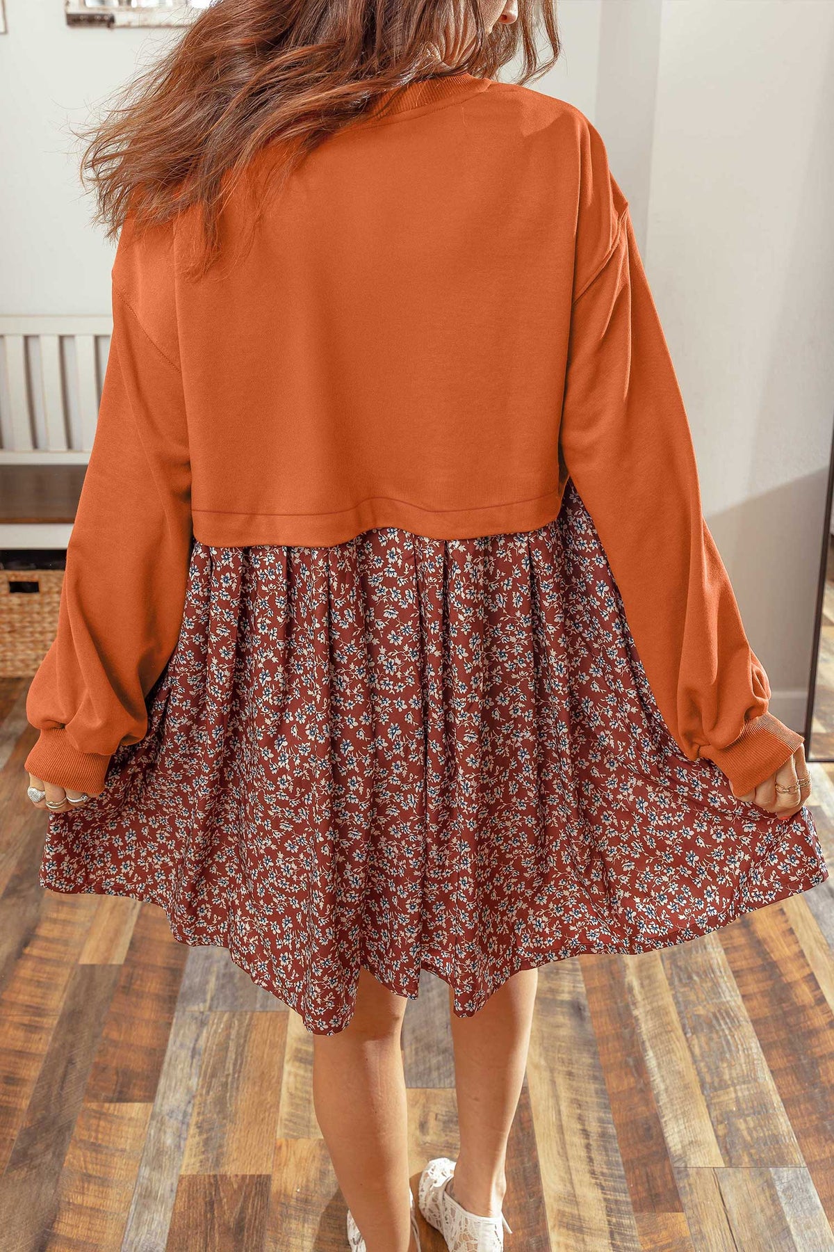Mallard Print 2-in-1 Long-Sleeve Mini Dress