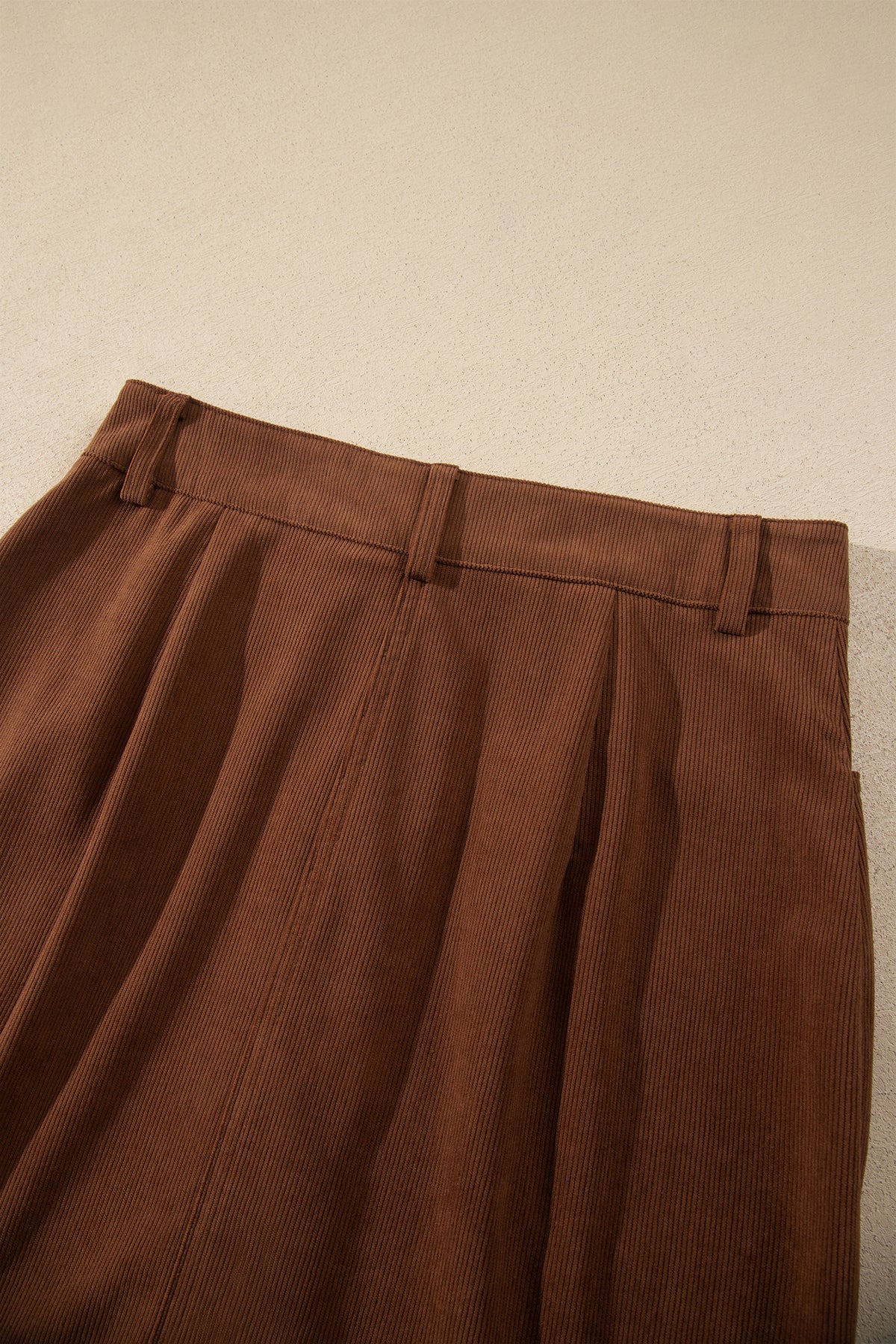 Coffee Brown Button-Front Corduroy Mini Skirt