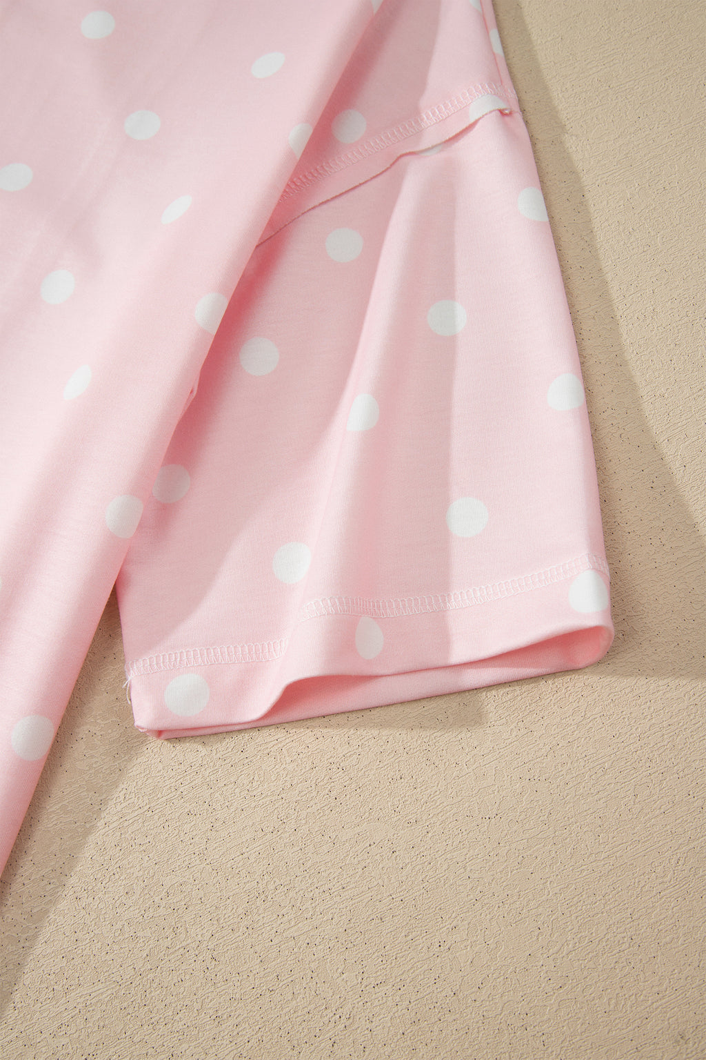 White Exposed Seam Detail Polka Dot Loose Tee Drawstring Shorts Set