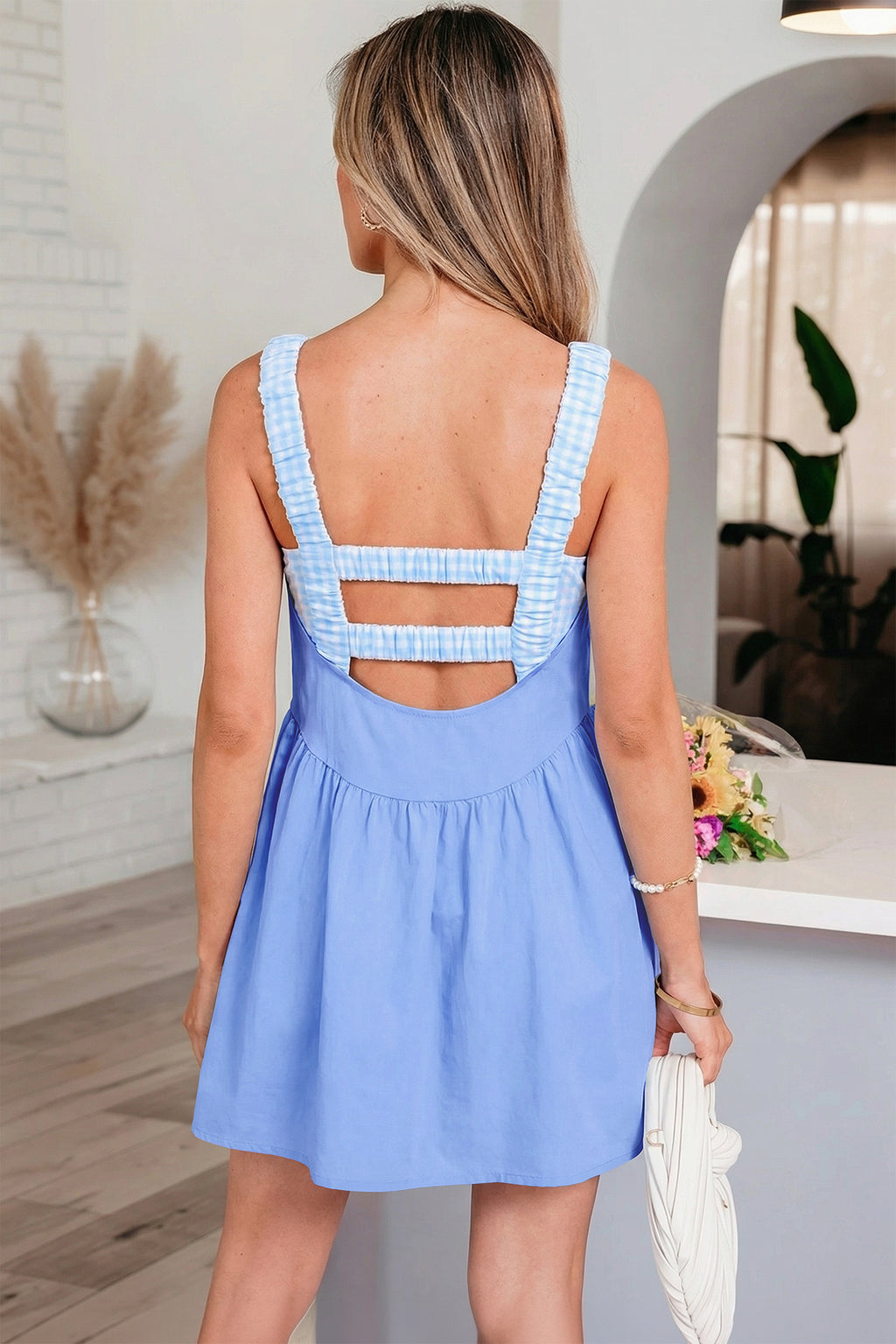 Sweet Summertime Gingham Layered Mini Dress