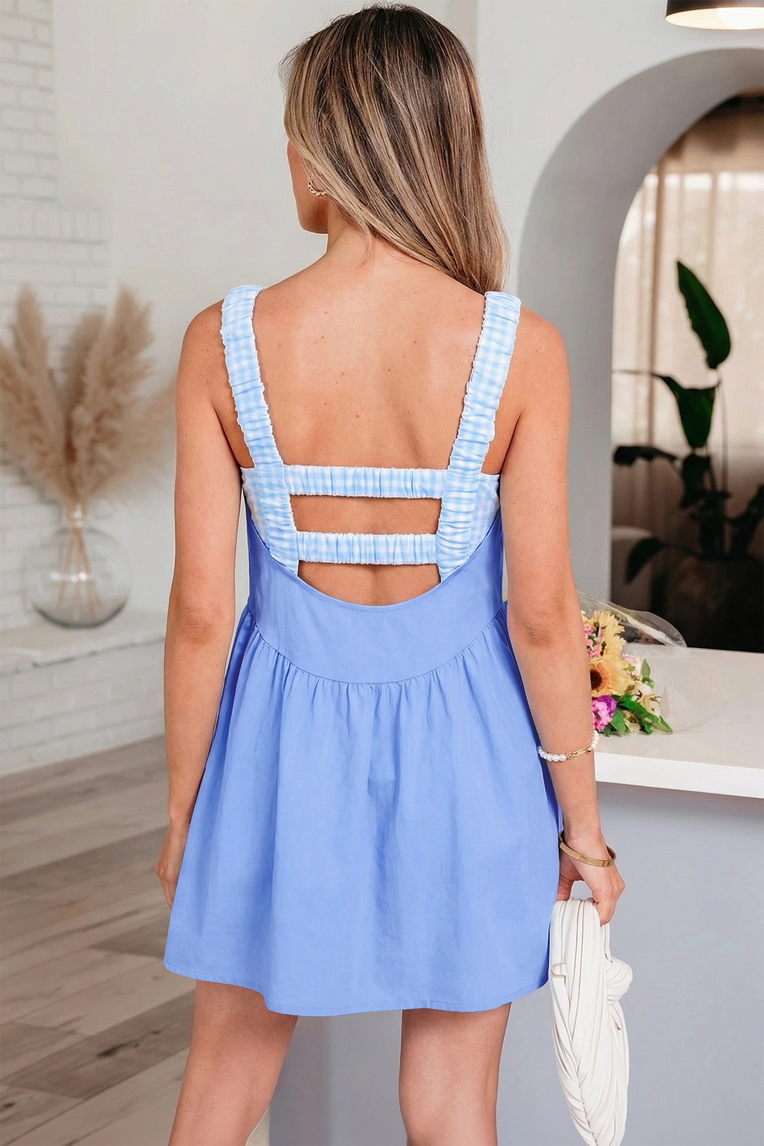 Sweet Summertime Gingham Layered Mini Dress