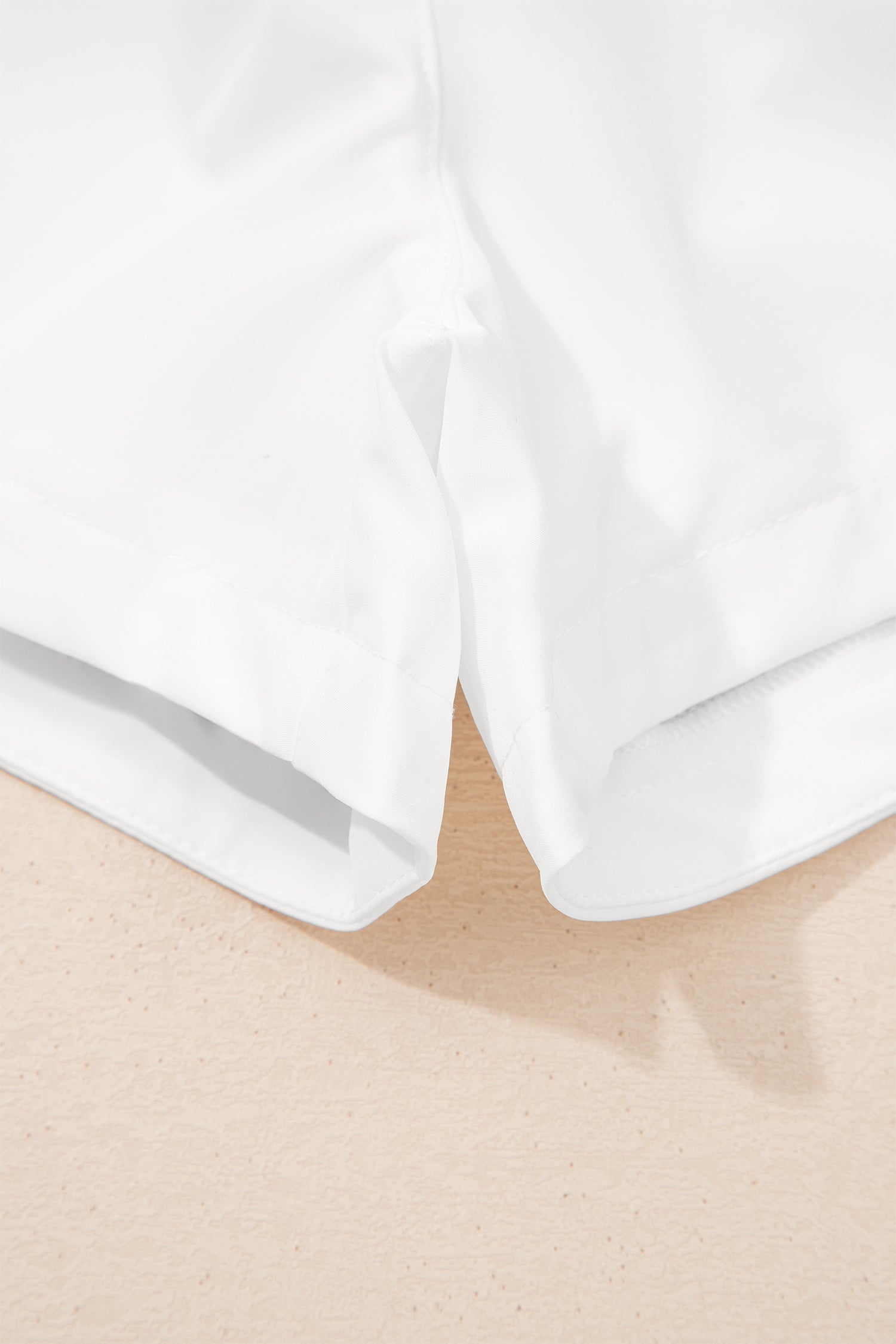 White Solid Color Ribbed Patchwork High Waist Athletic Shorts