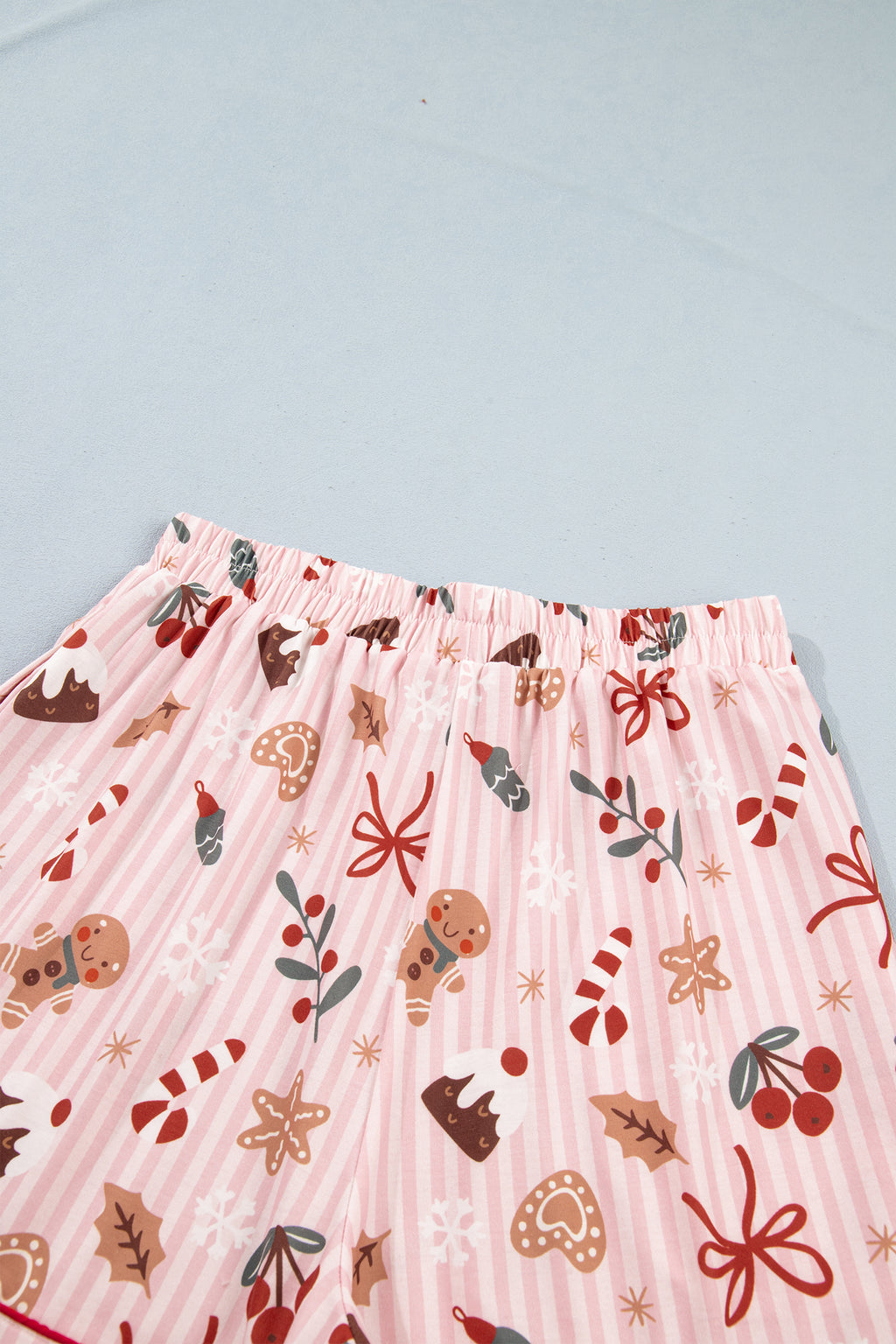 Pink Christmas Print Short-Sleeve Top & Shorts Lounge Set