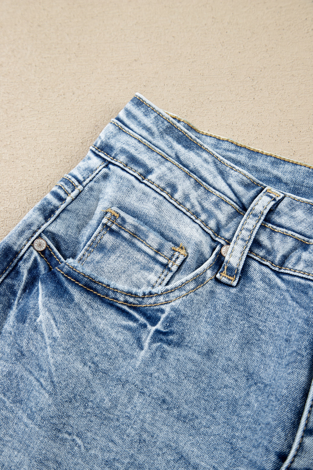 Sail Blue Acid Wash Pocket Detail Flare Jeans