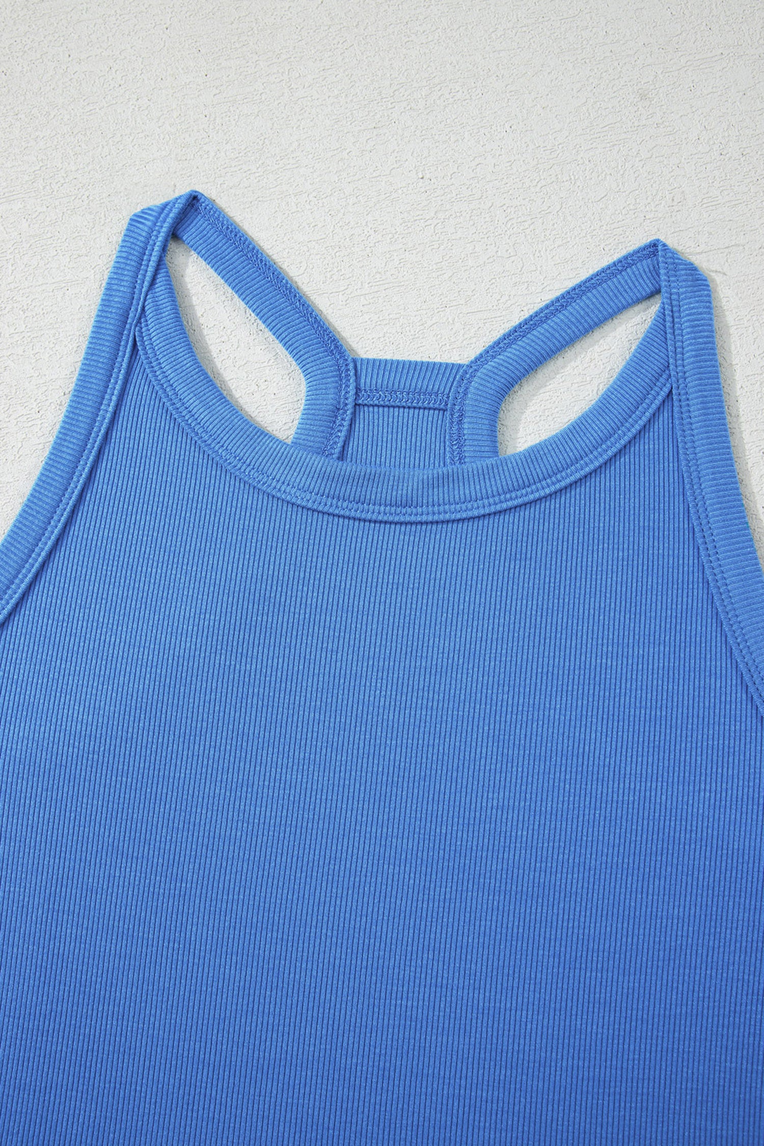 Sky Blue Slim Ribbed Tank Top and Sweatpants Set