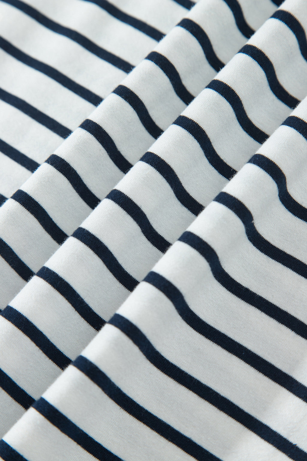 Blue Stripe V Neck Ruffle Contrast Sleeve Top Drawstring Pants 2pcs Set