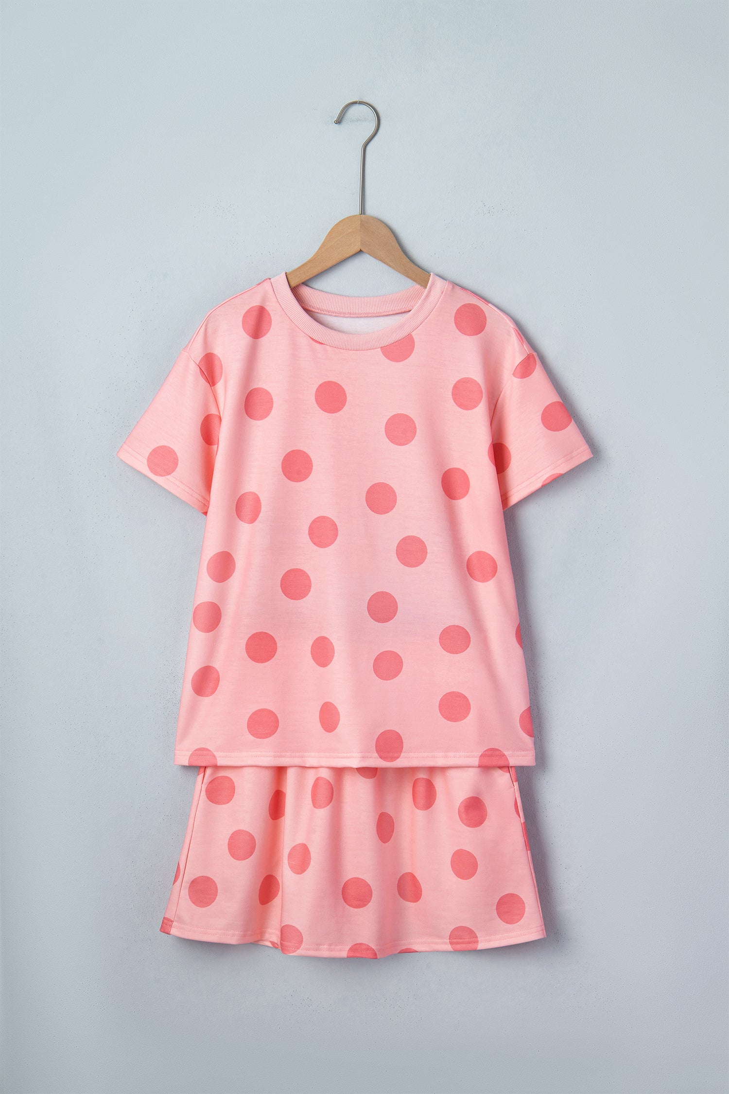 White Polka Dot Short Sleeve Top Casual Skort 2pcs Outfit
