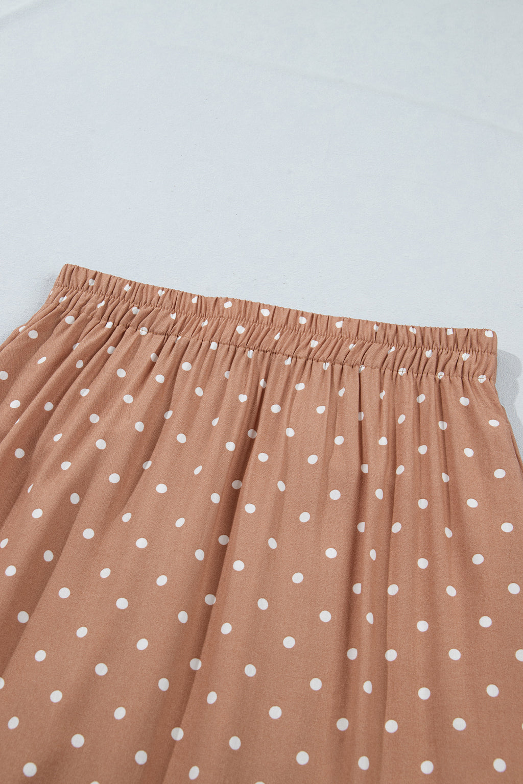 Khaki Polka Dot Lace Hem Elegant Long Shift Skirt