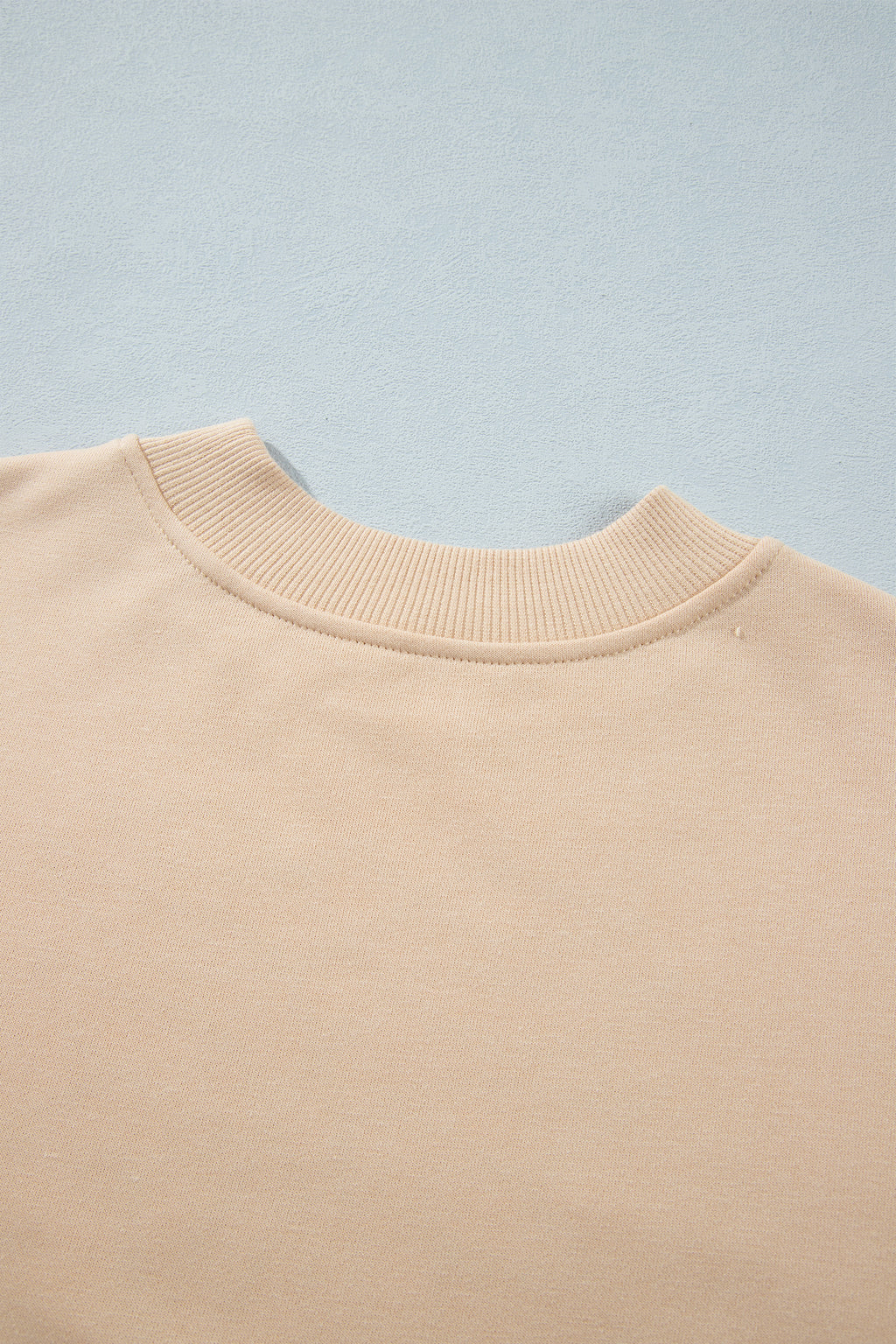 Light French Beige Western Embroidery Round Neck Pullover Long Sleeve Sweatshirt
