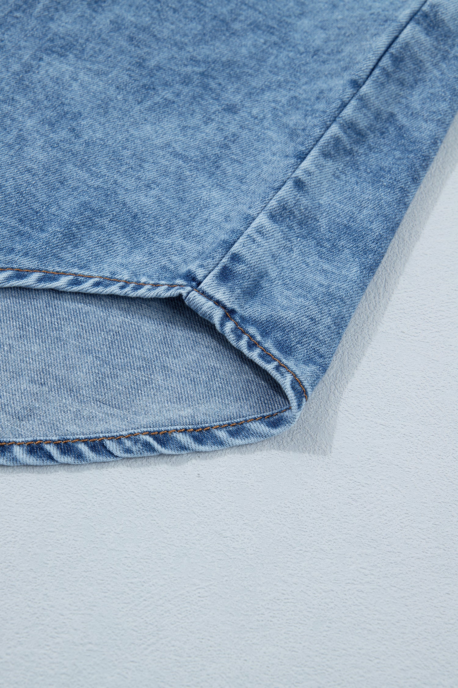 Dusk Blue Buttoned Front Collared Denim Sleeveless Top