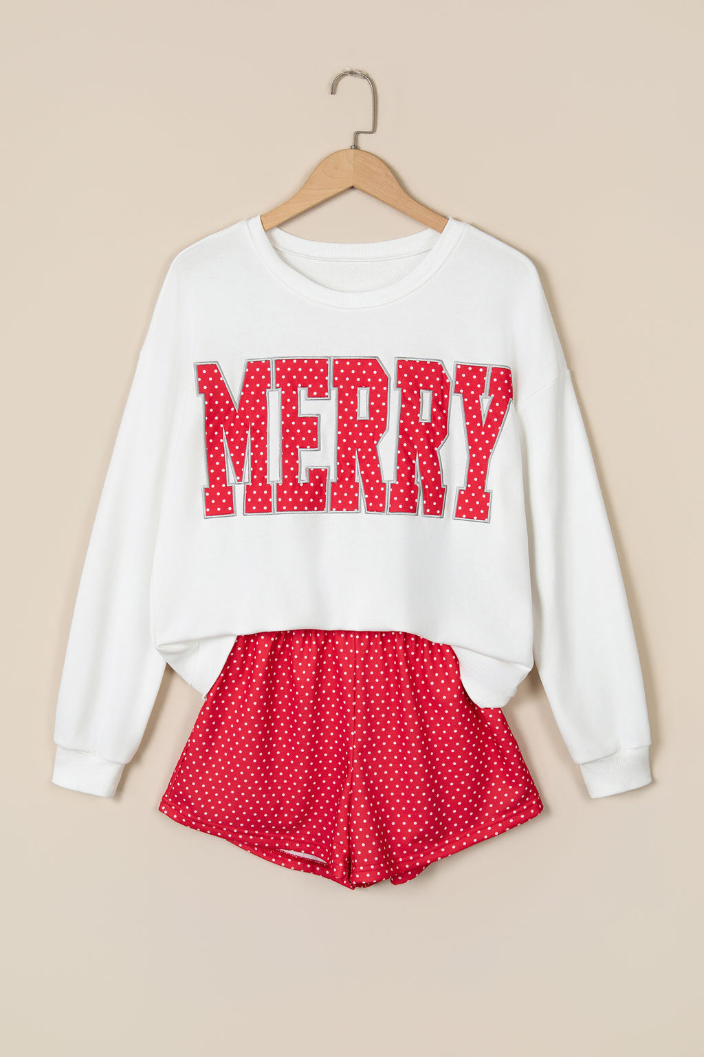 MERRY Graphic Sweatshirt and Plaid Shorts Set