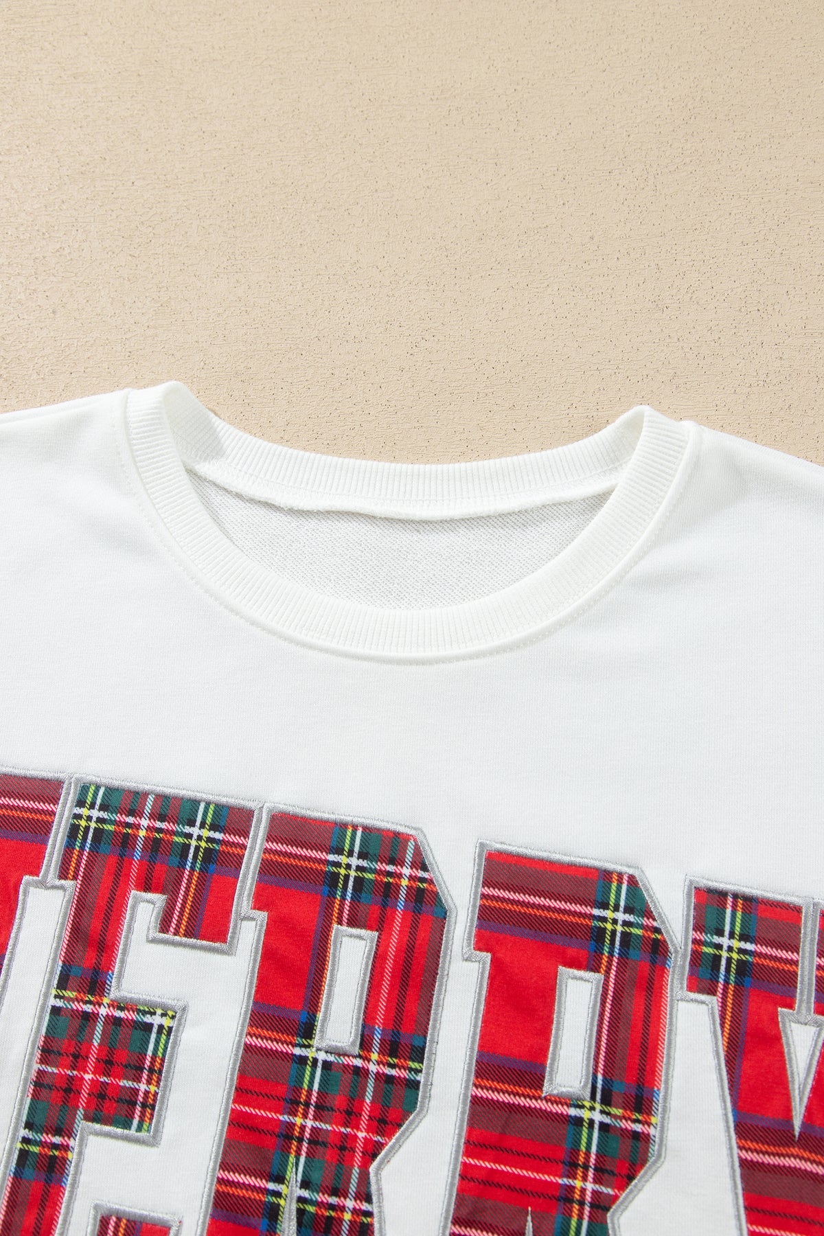 MERRY Graphic Sweatshirt and Plaid Shorts Set