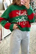 Holly Jolly Striped Sequin Christmas Sweater