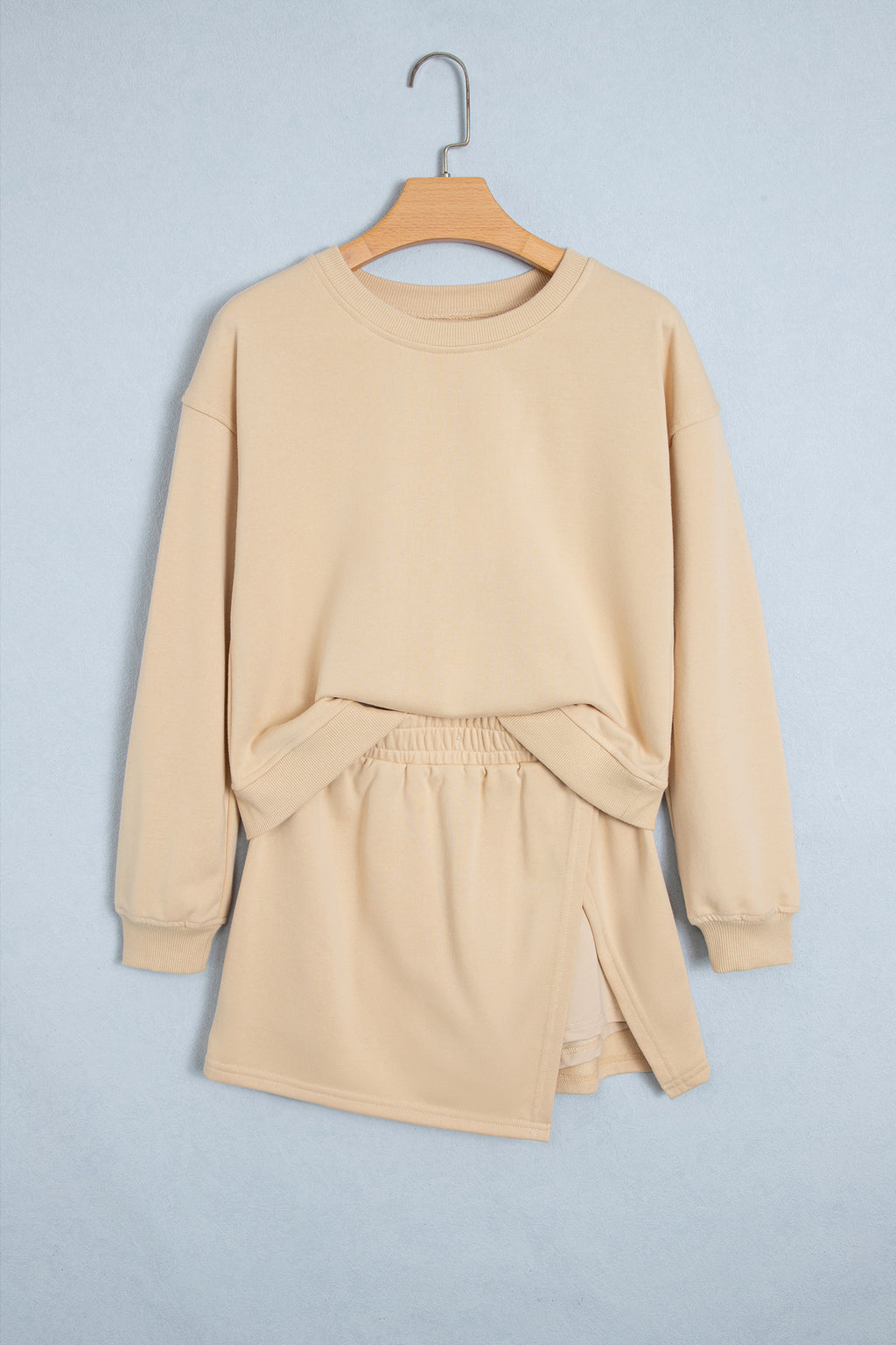 Long-Sleeve Top & Split Skort Two-Piece Set