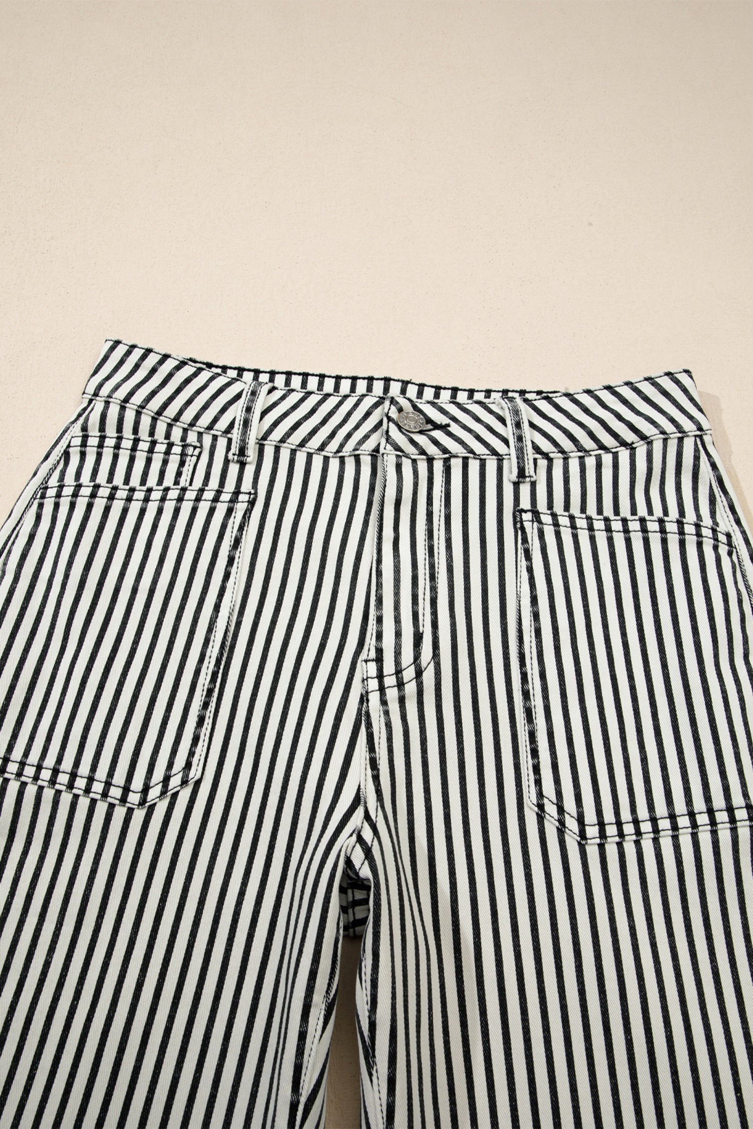 Black Stripe Patch Pocket High Waist Shift Denim Jeans