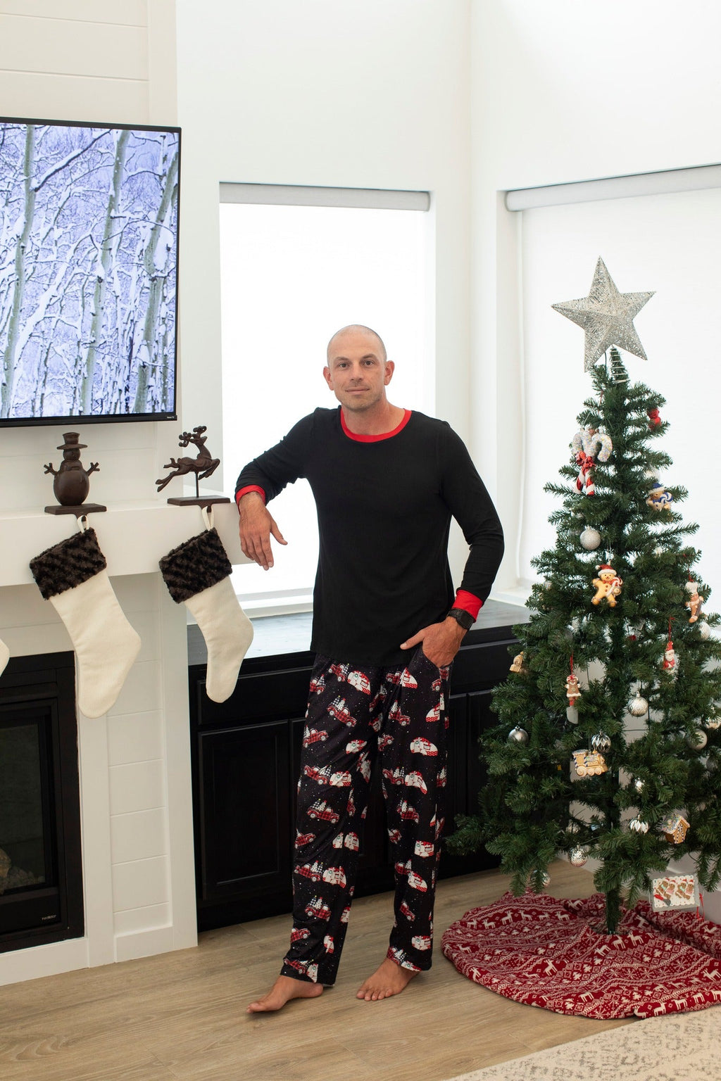 Matching Christmas Pajamas in Plaid Truck