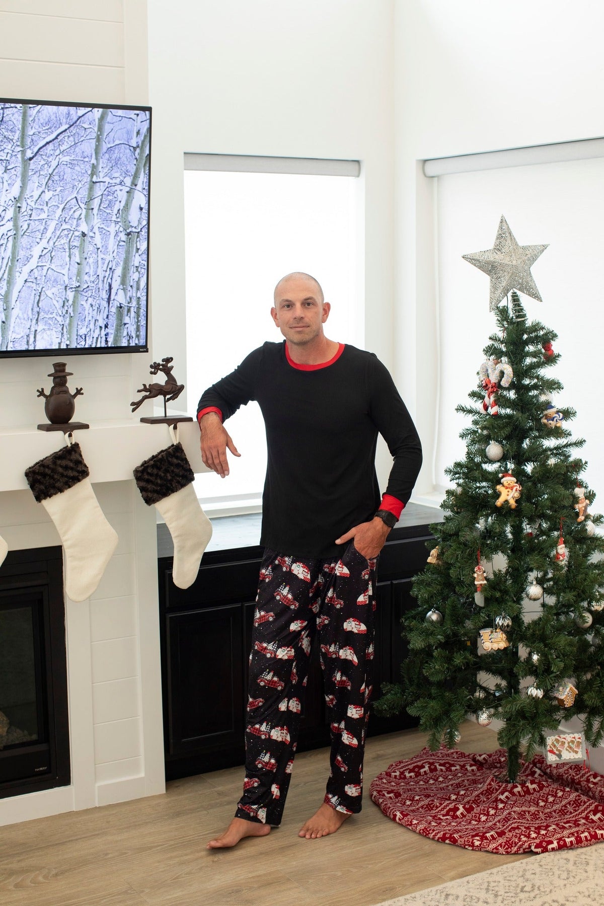 Matching Christmas Pajamas in Plaid Truck