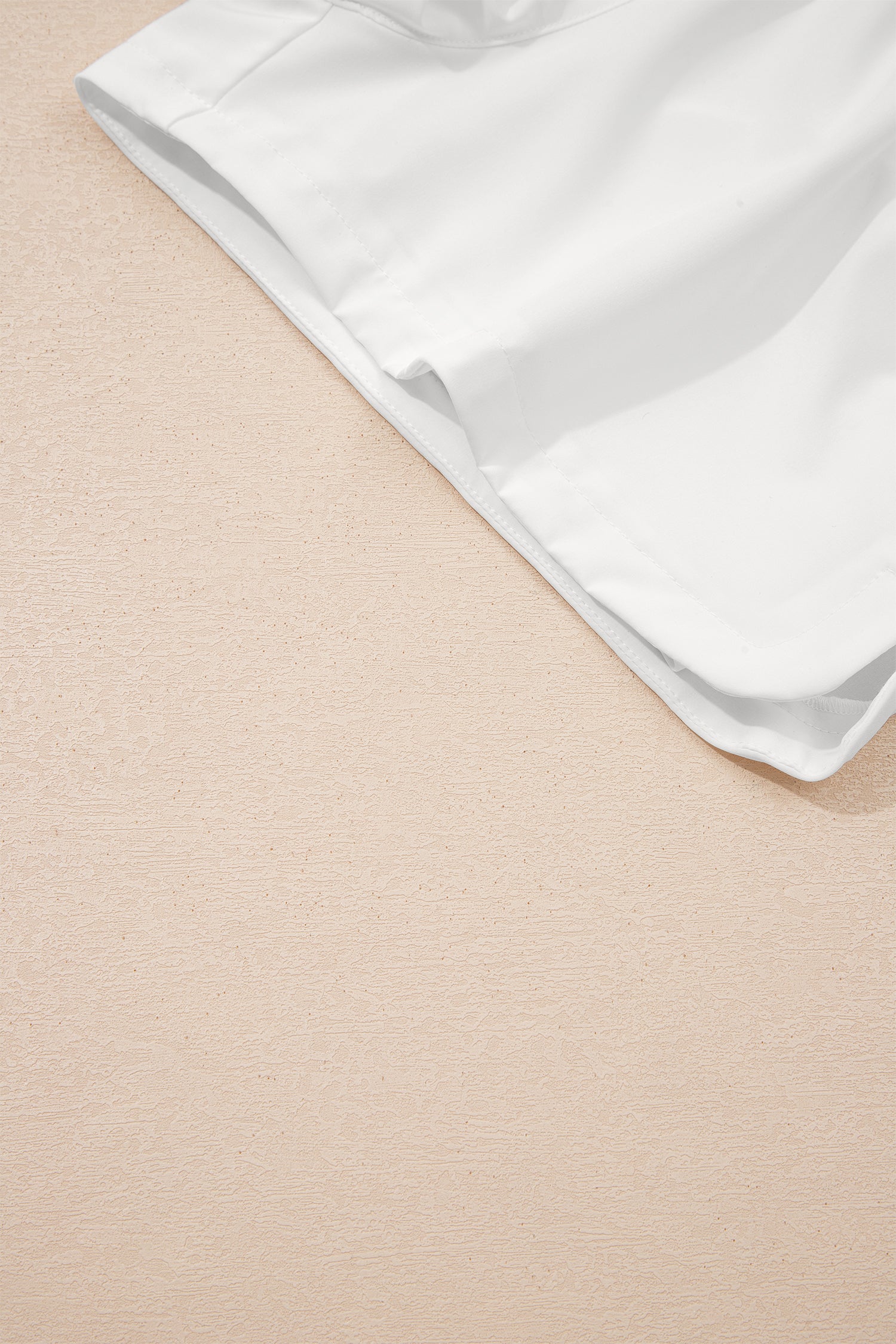 White Solid Color Ribbed Patchwork High Waist Athletic Shorts