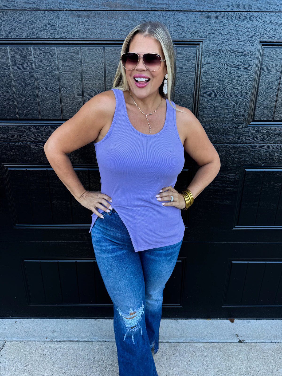 Gabby Side Slit Tank in Four Colors
