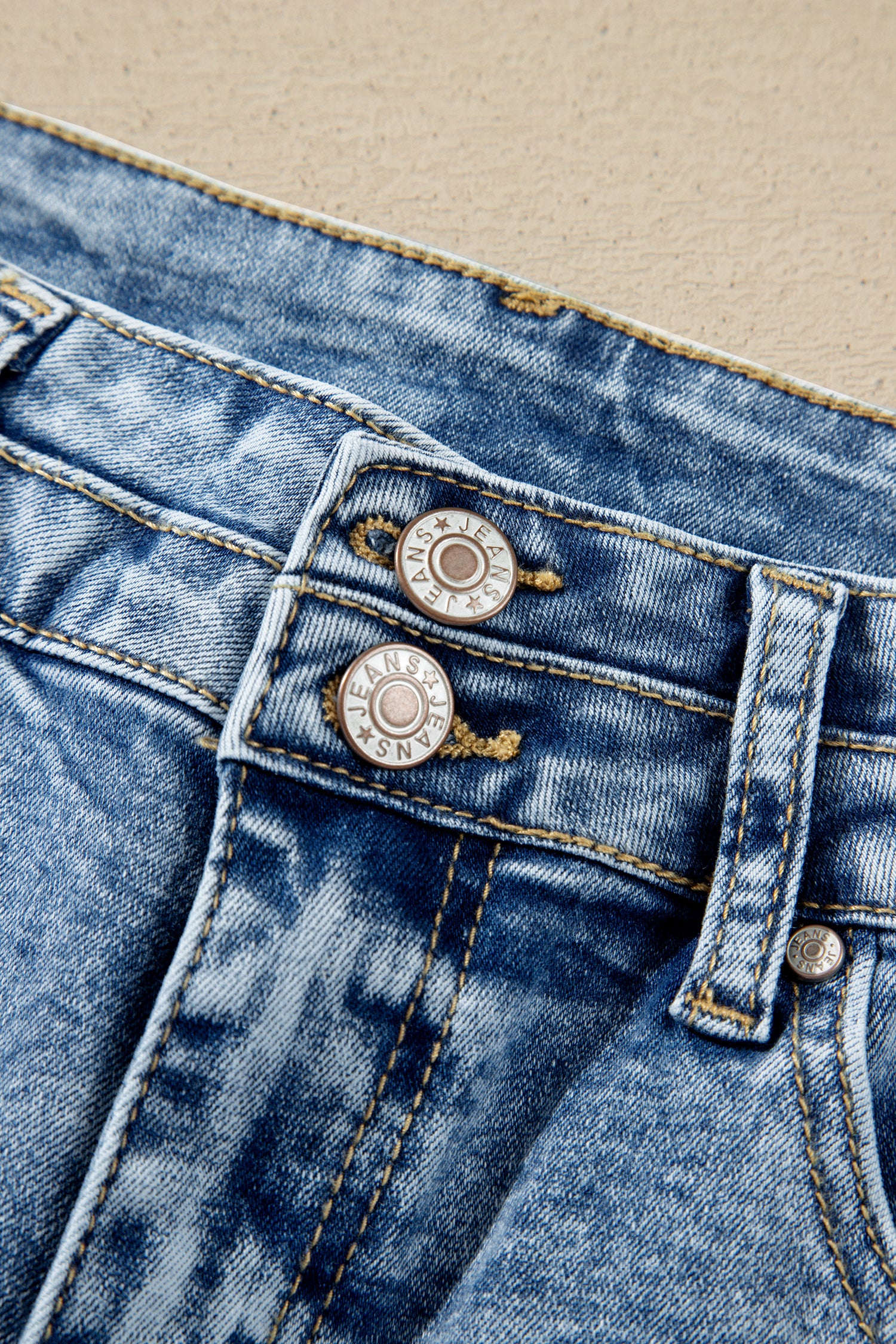 Sail Blue Acid Wash Pocket Detail Flare Jeans