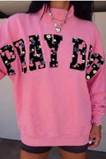 Pink PRAY BIG Embroidered Mock Neck Sweatshirt