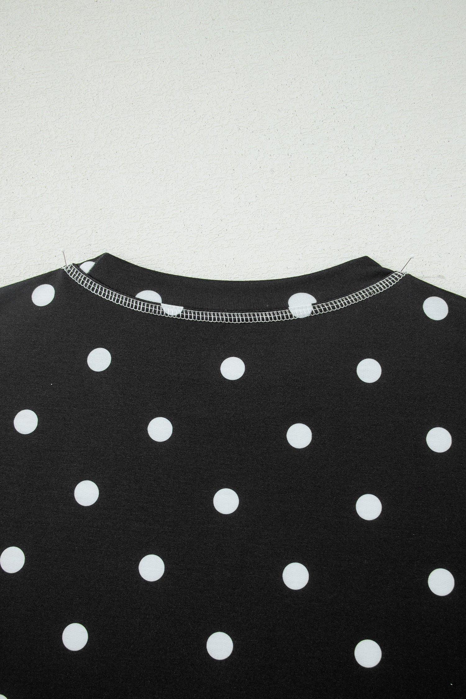White Exposed Seam Detail Polka Dot Loose Tee Drawstring Shorts Set