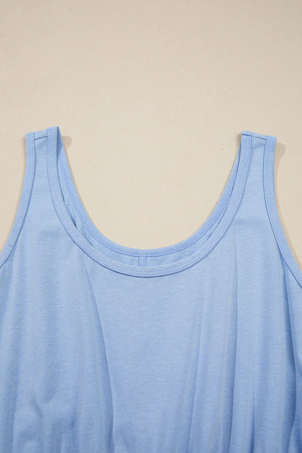 Sky Blue Mineral Wash Elastic Waist Tank Dress with Side Pockets