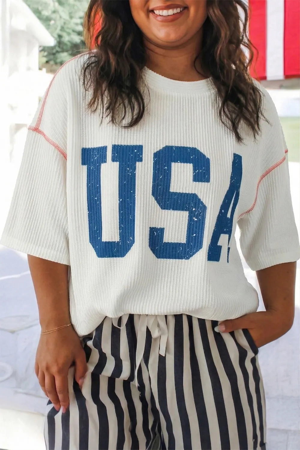 USA Summer Days Plus Size Ribbed Tee