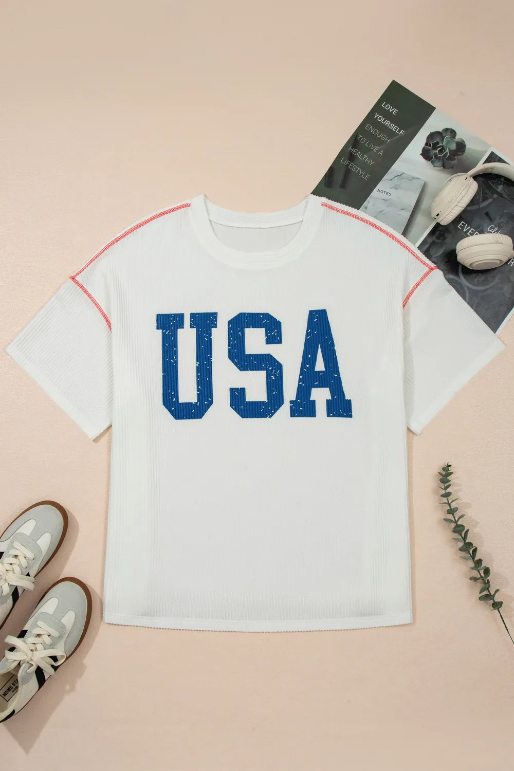 USA Summer Days Plus Size Ribbed Tee