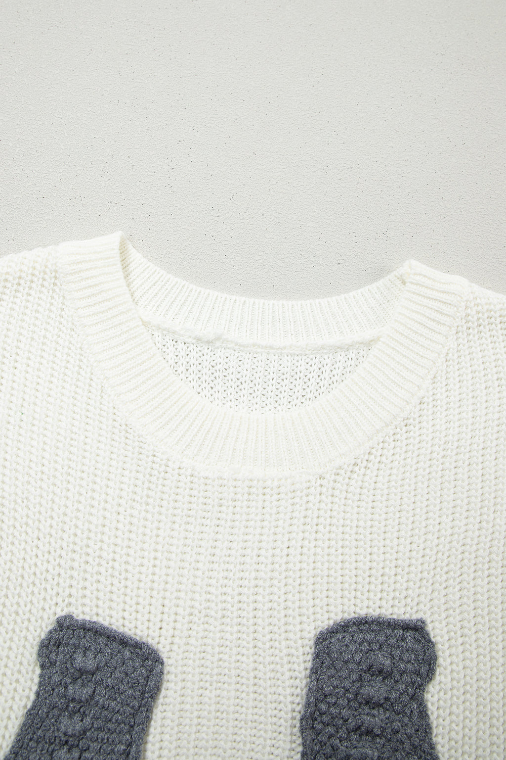 Turquoise Crochet Horseshoe Short Sleeve Knit Sweater