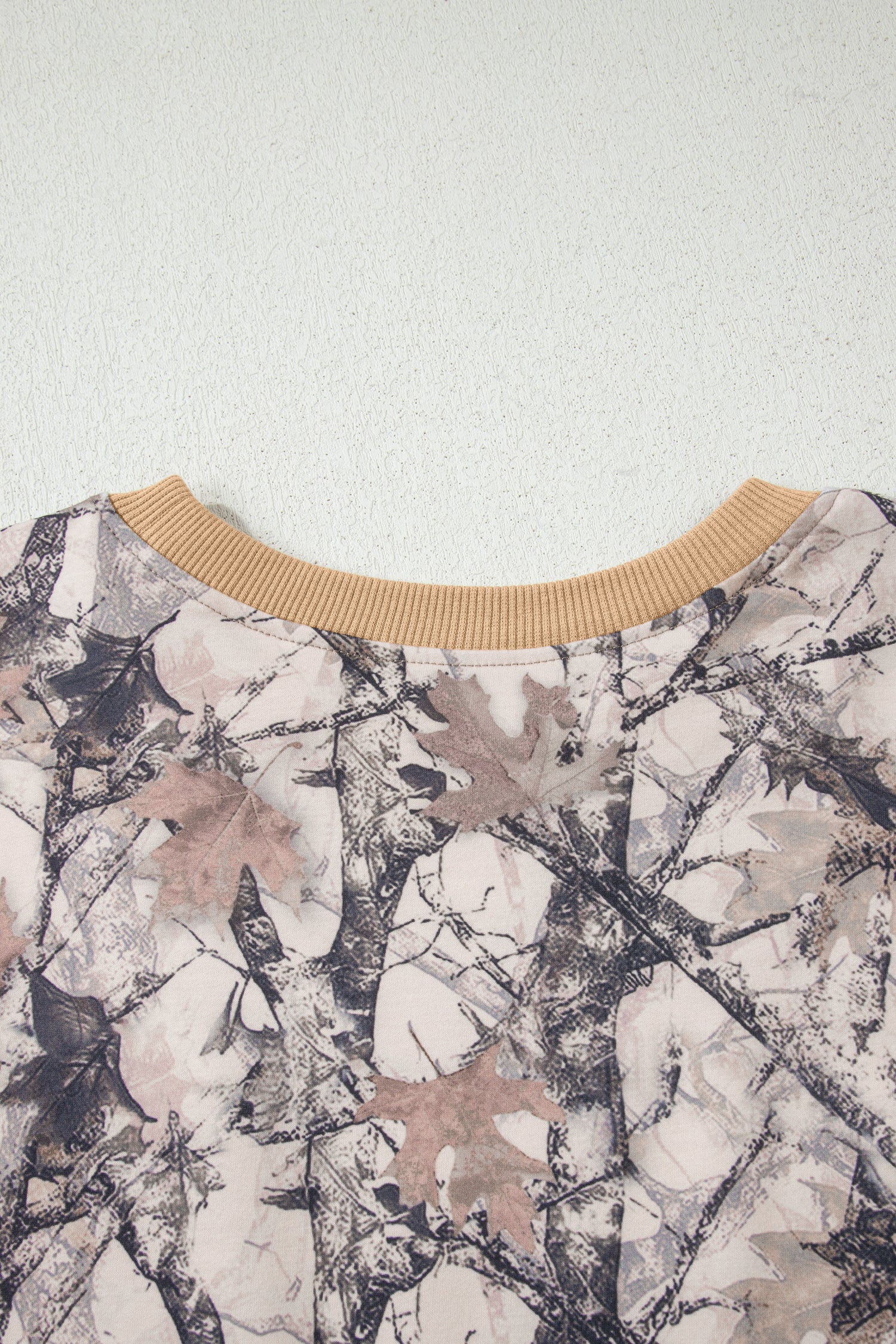 Khaki Woodland Camo Print Long Sleeve Top Casual Short Set