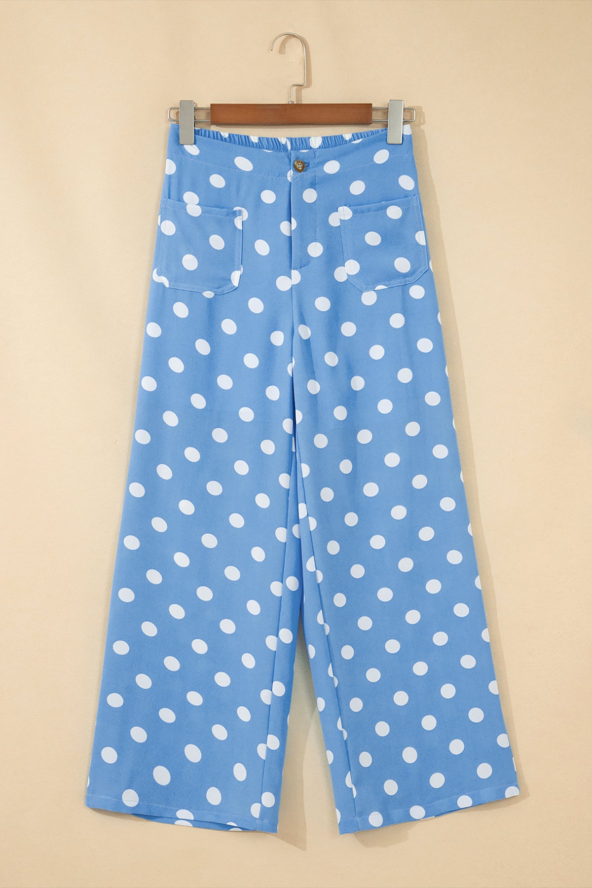 Polka Dot Mid-Rise Pants with Patch Pockets
