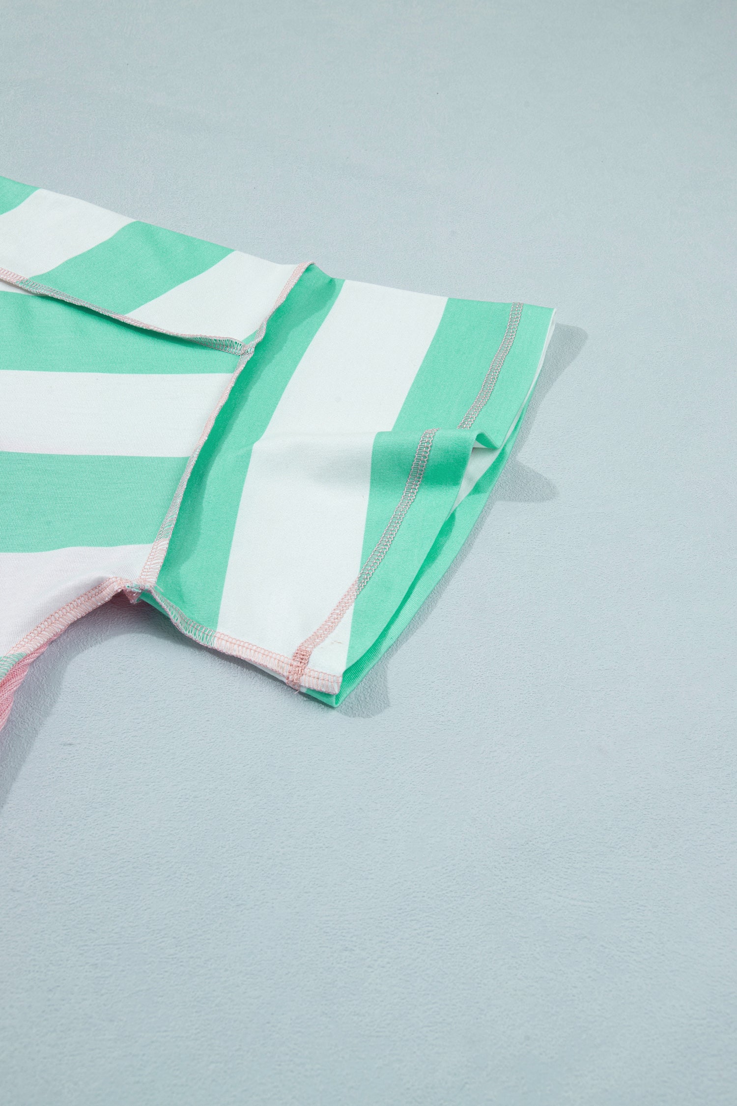 Pink Stripe Exposed Seam Ribbed Patchwork Oversized Tee