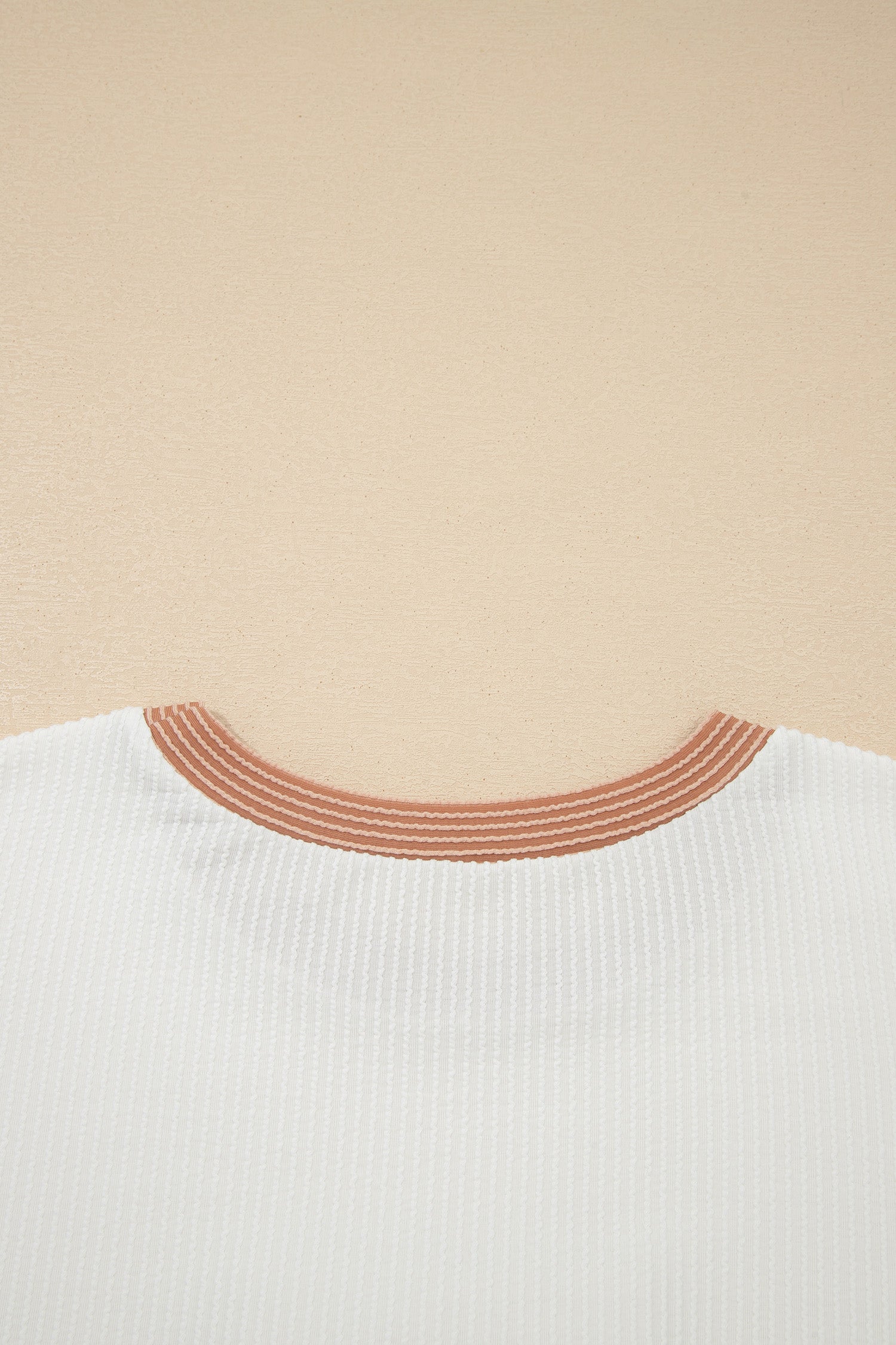 Apricot Bowknot Applique Plus Size Ribbed Top