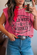 Wild West Whiskey Print Sleeveless Muscle Top