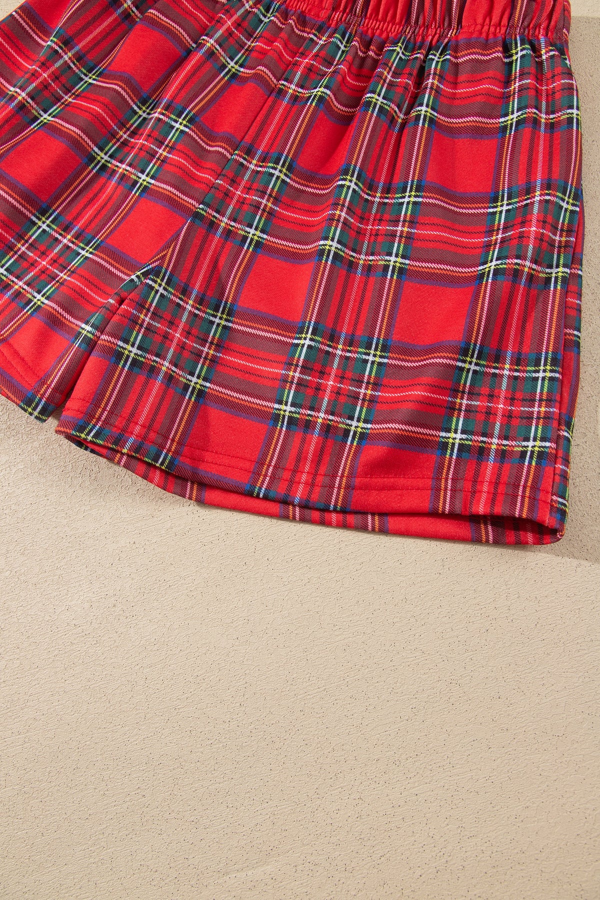MERRY Graphic Sweatshirt and Plaid Shorts Set