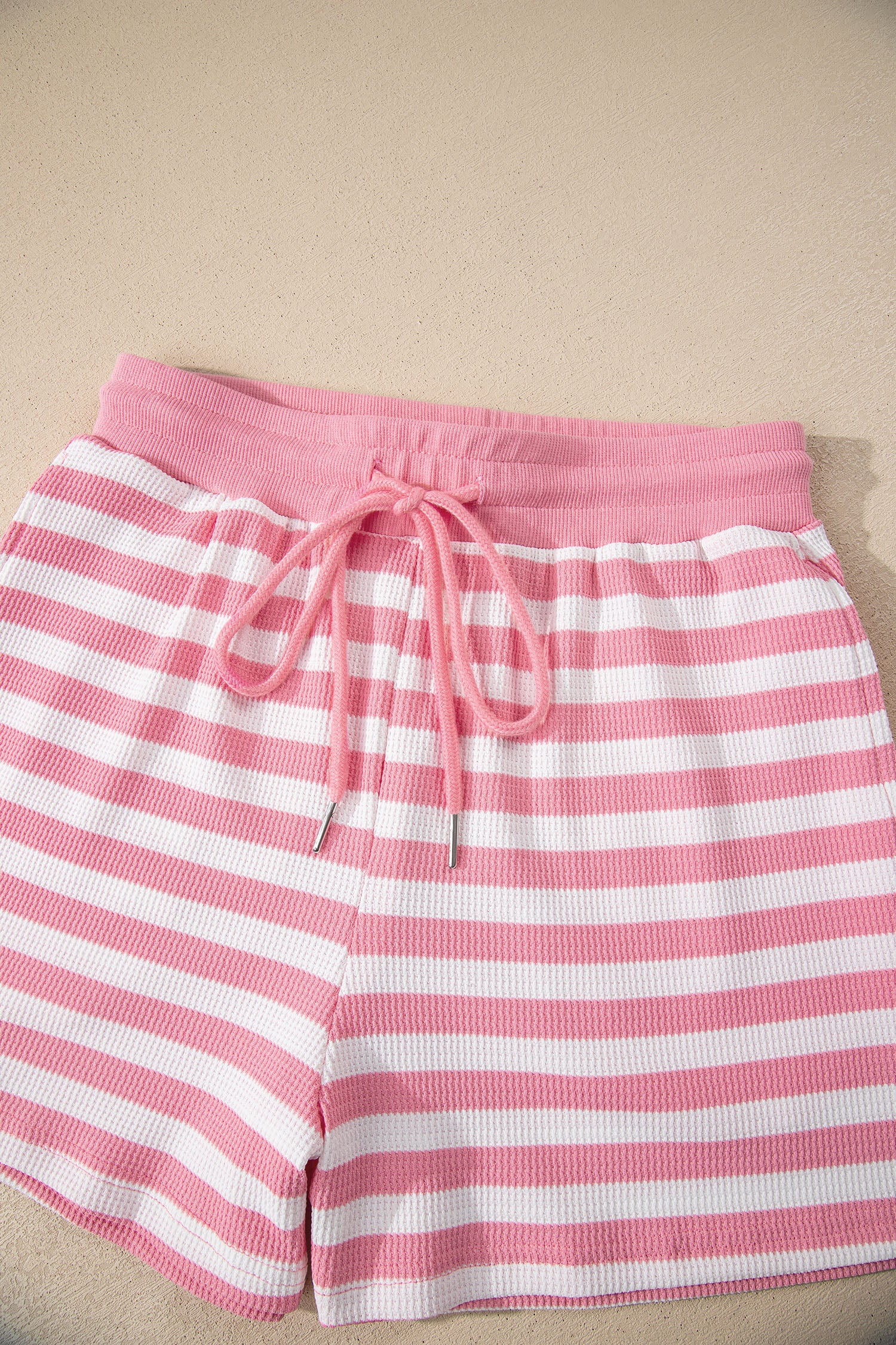 Red Stripe Puff Short Sleeve T Shirt Matching Shorts Set