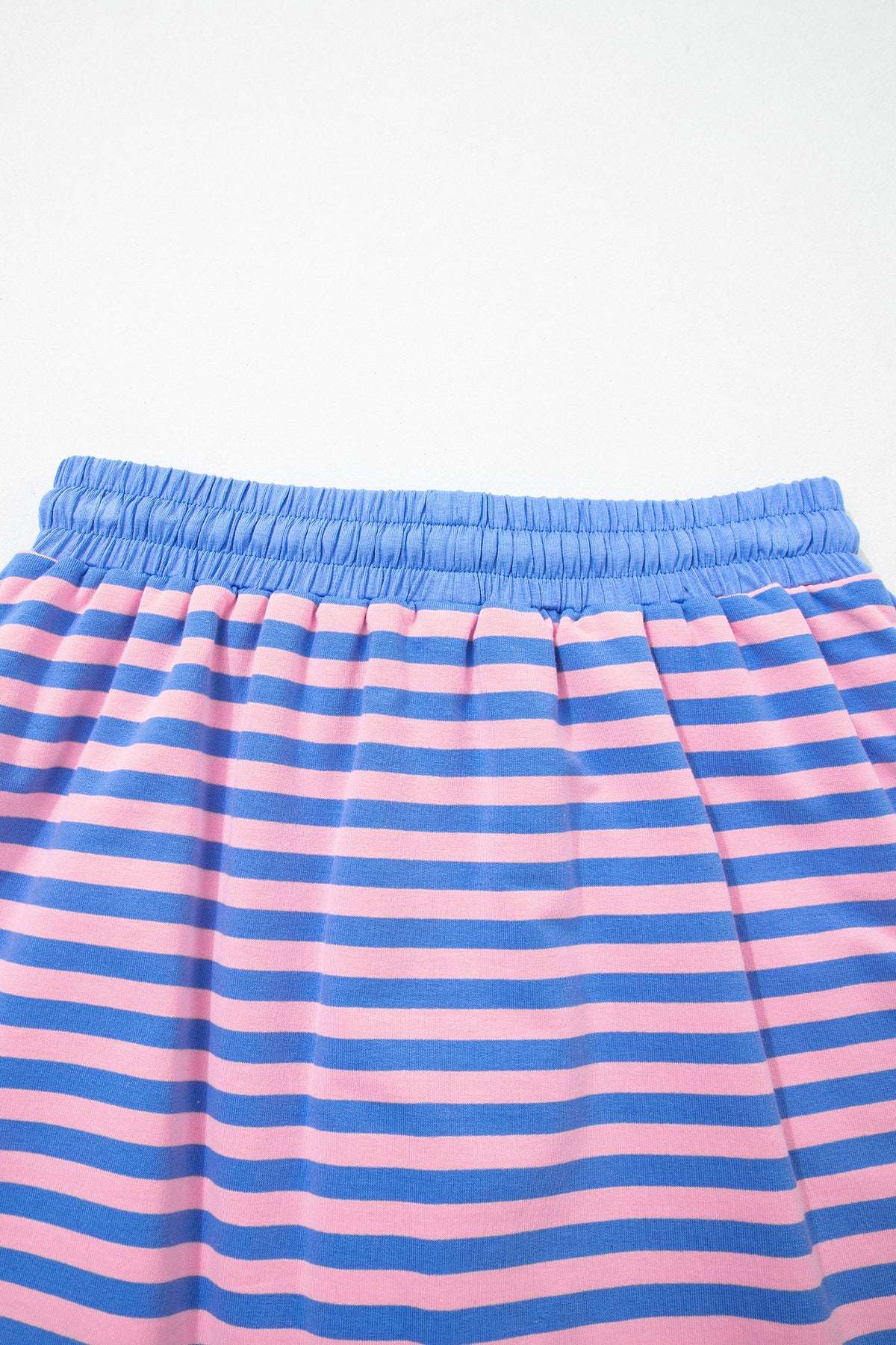 Pink Stripe Loose Short Sleeve Top and Skirt Set