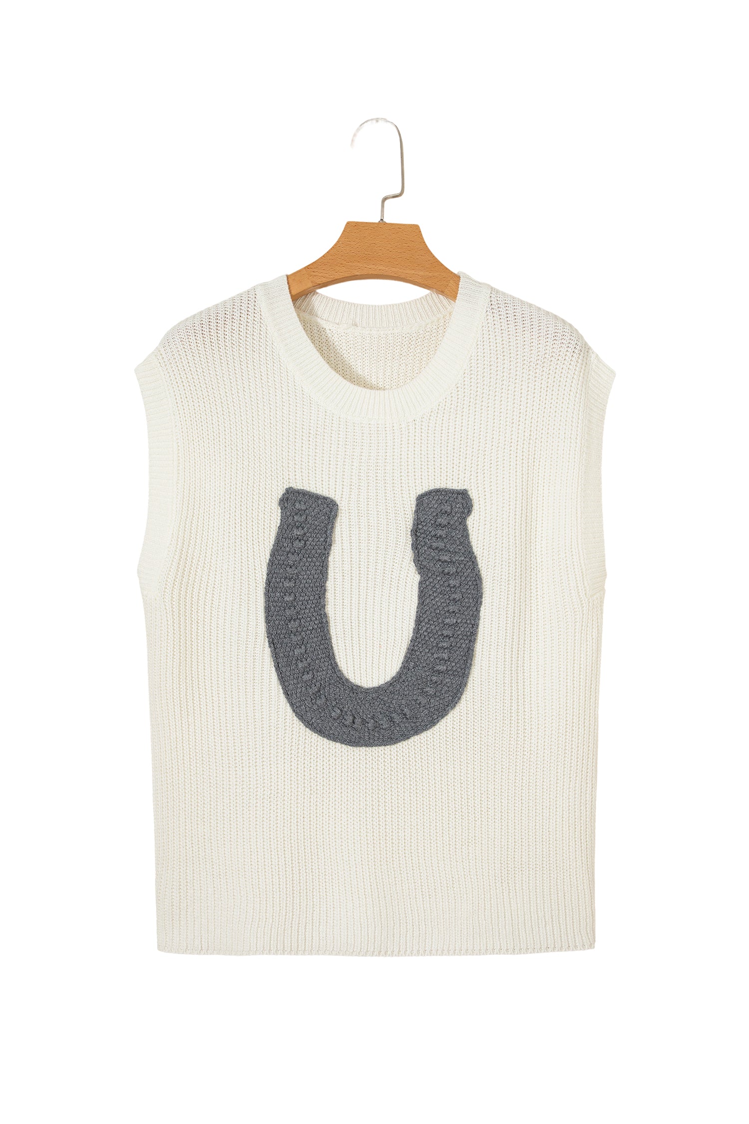 Turquoise Crochet Horseshoe Short Sleeve Knit Sweater