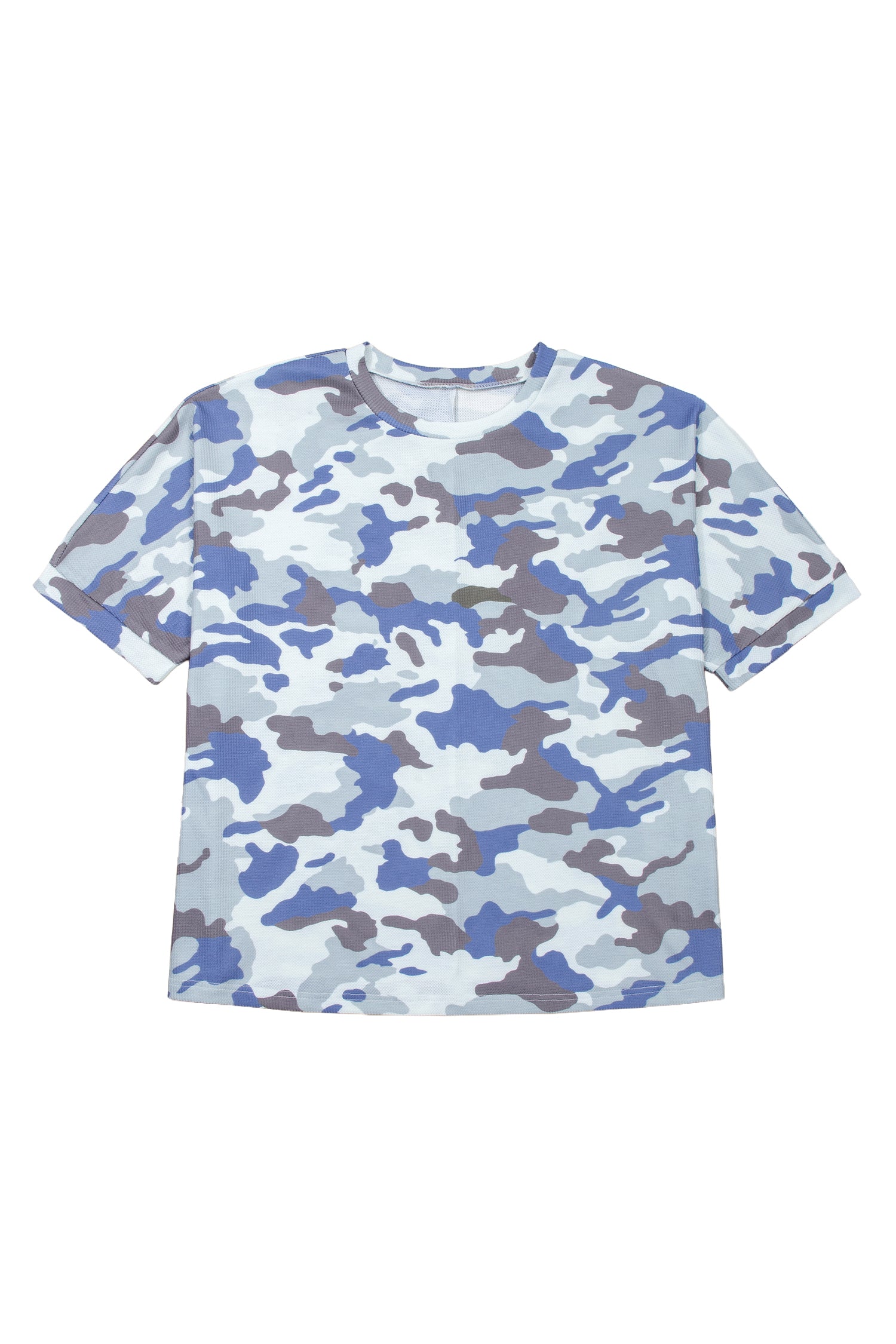 Gray Plus Size Camouflage Print Textured Casual Tee