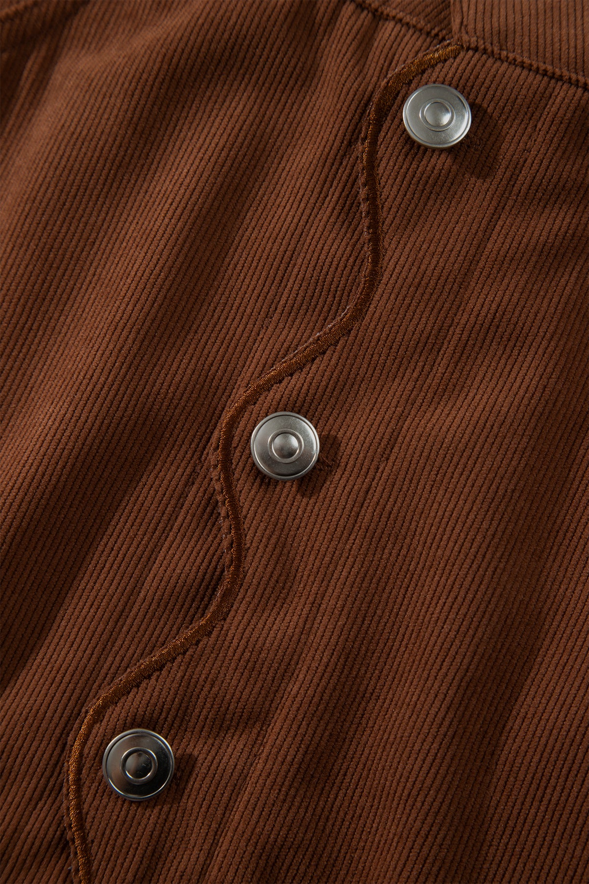 Coffee Brown Button-Front Corduroy Mini Skirt