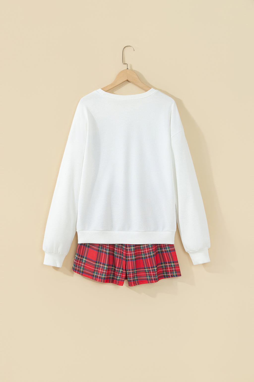 MERRY Graphic Sweatshirt and Plaid Shorts Set