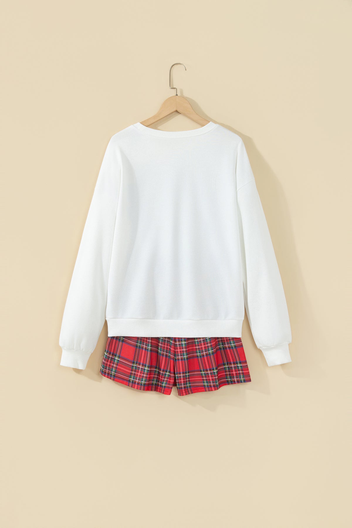 MERRY Graphic Sweatshirt and Plaid Shorts Set