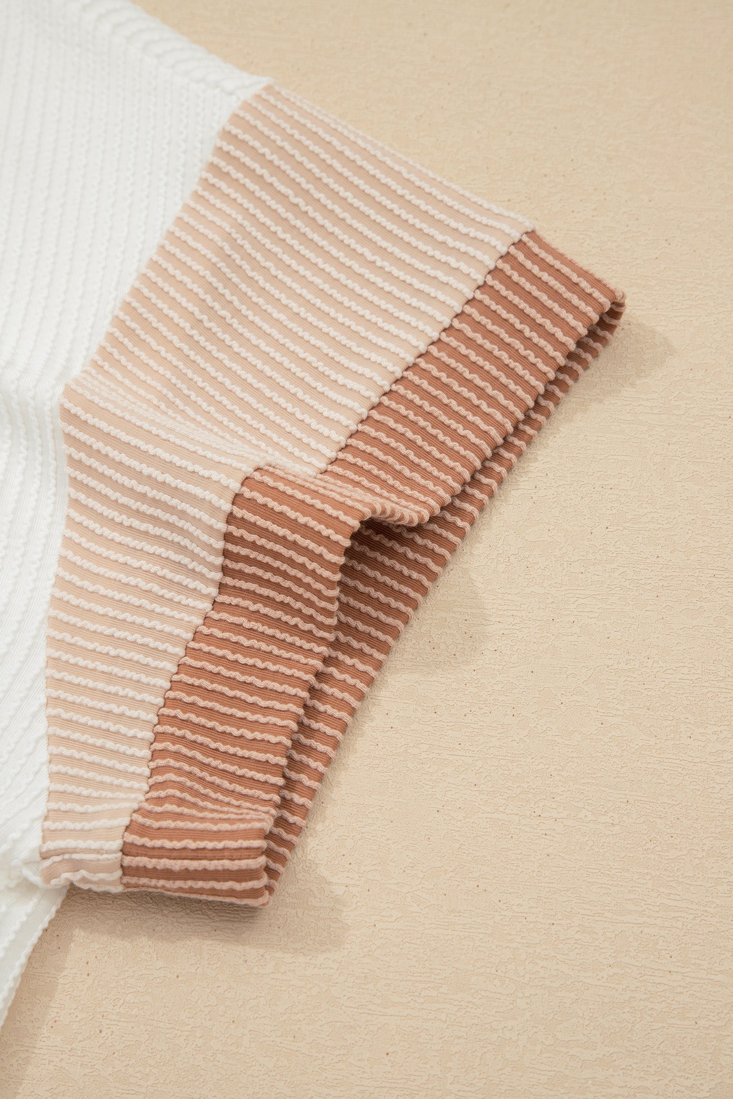 Apricot Bowknot Applique Plus Size Ribbed Top